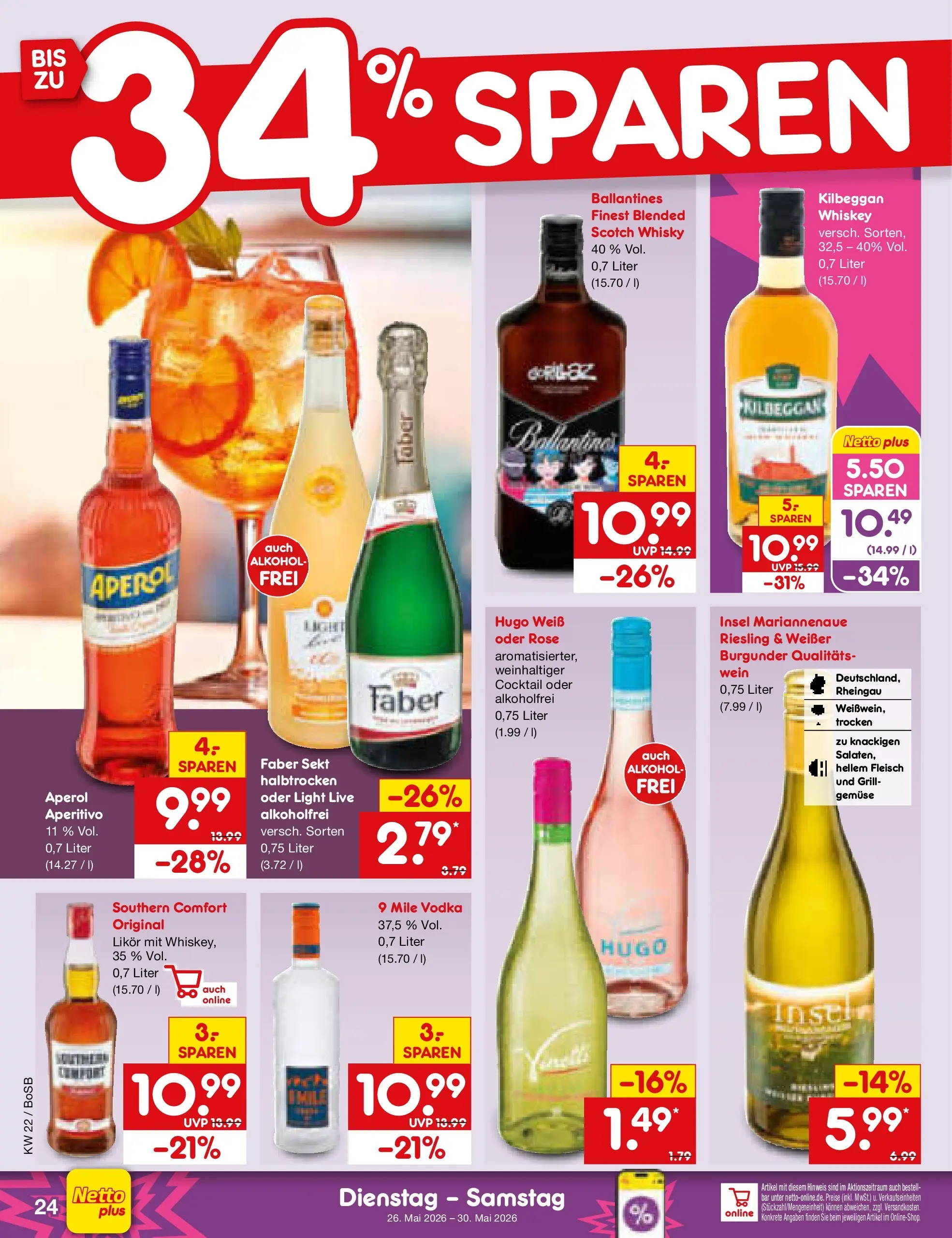 Netto Marken-Discount Prospekt Stadtlohn (ab 26.05.2026) » Angebote | Seite: 30 | Produkte: Gemüse, Southern comfort, Aperol, Vodka