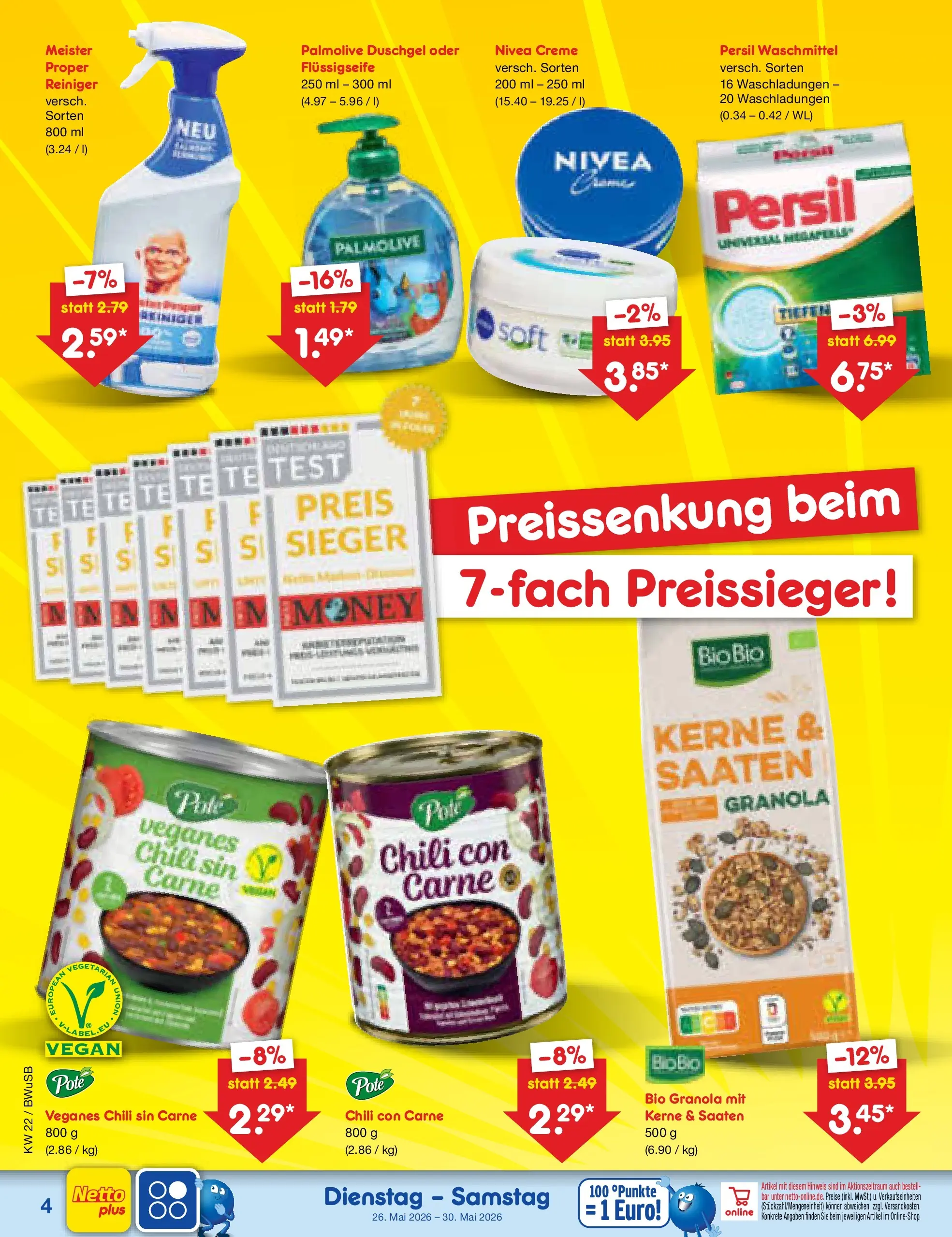 Netto Marken-Discount Prospekt Stemwede-Dielingen (ab 26.05.2026) » Angebote | Seite: 4 | Produkte: Creme, Duschgel, Waschmittel, Persil