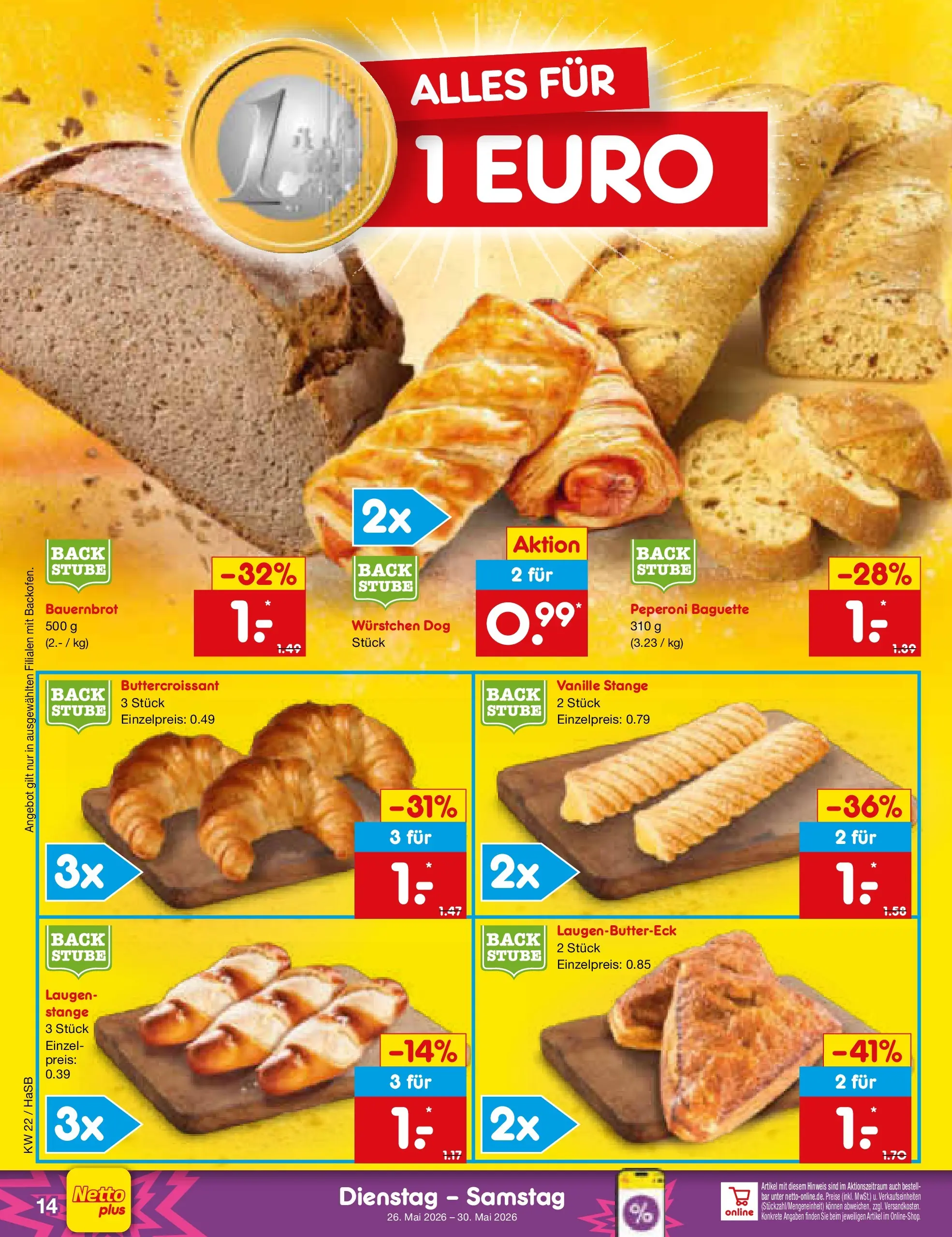 Netto Marken-Discount Prospekt Wuppertal (ab 26.05.2026) » Angebote | Seite: 18 | Produkte: Baguette