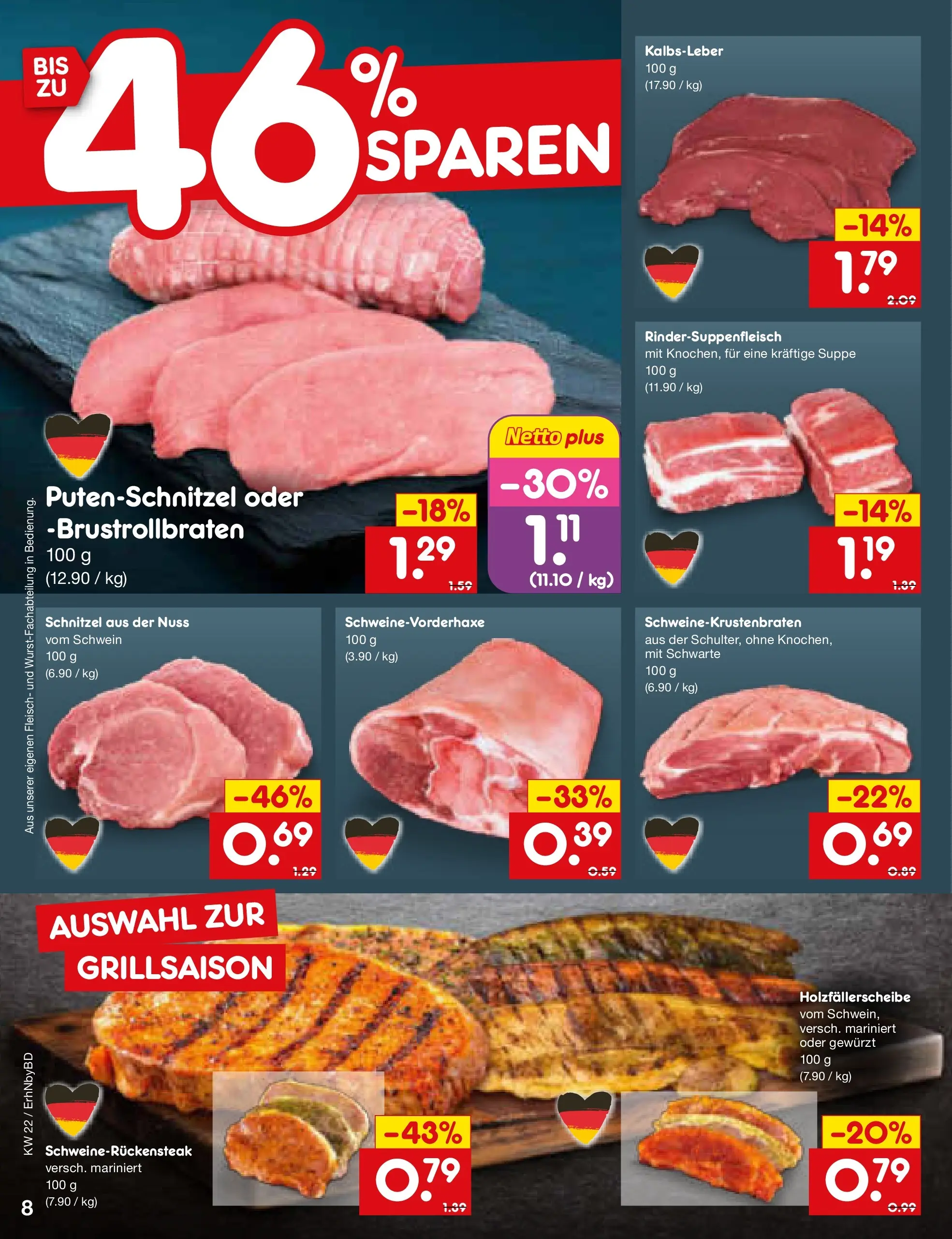 Netto Marken-Discount Prospekt Ergolding (ab 26.05.2026) » Angebote | Seite: 10 | Produkte: Schnitzel, Kalbsleber, Putenschnitzel, Fleisch