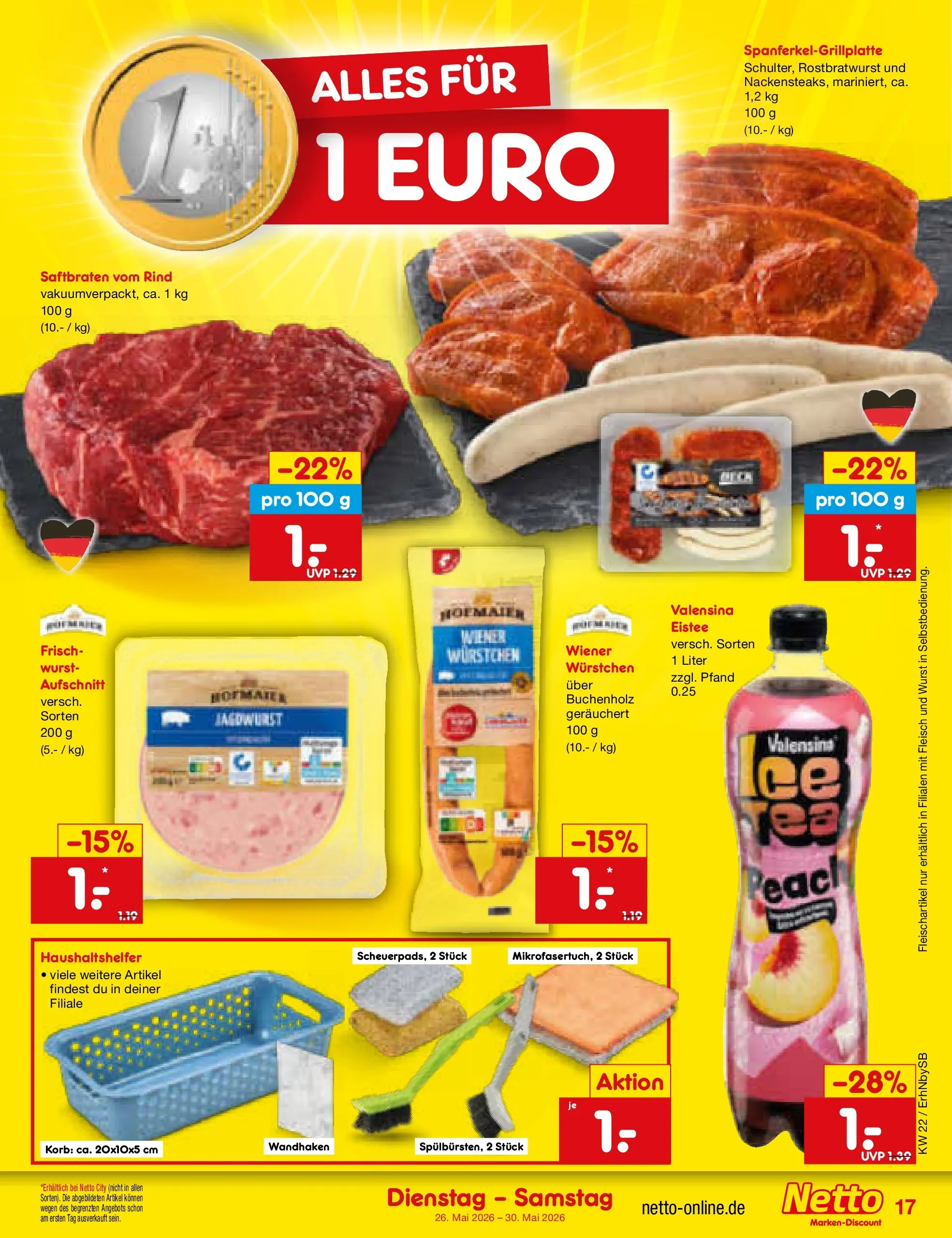 Netto Marken-Discount Prospekt Metten (ab 26.05.2026) » Angebote | Seite: 21 | Produkte: Korb, Valensina, Wurst, Fleisch