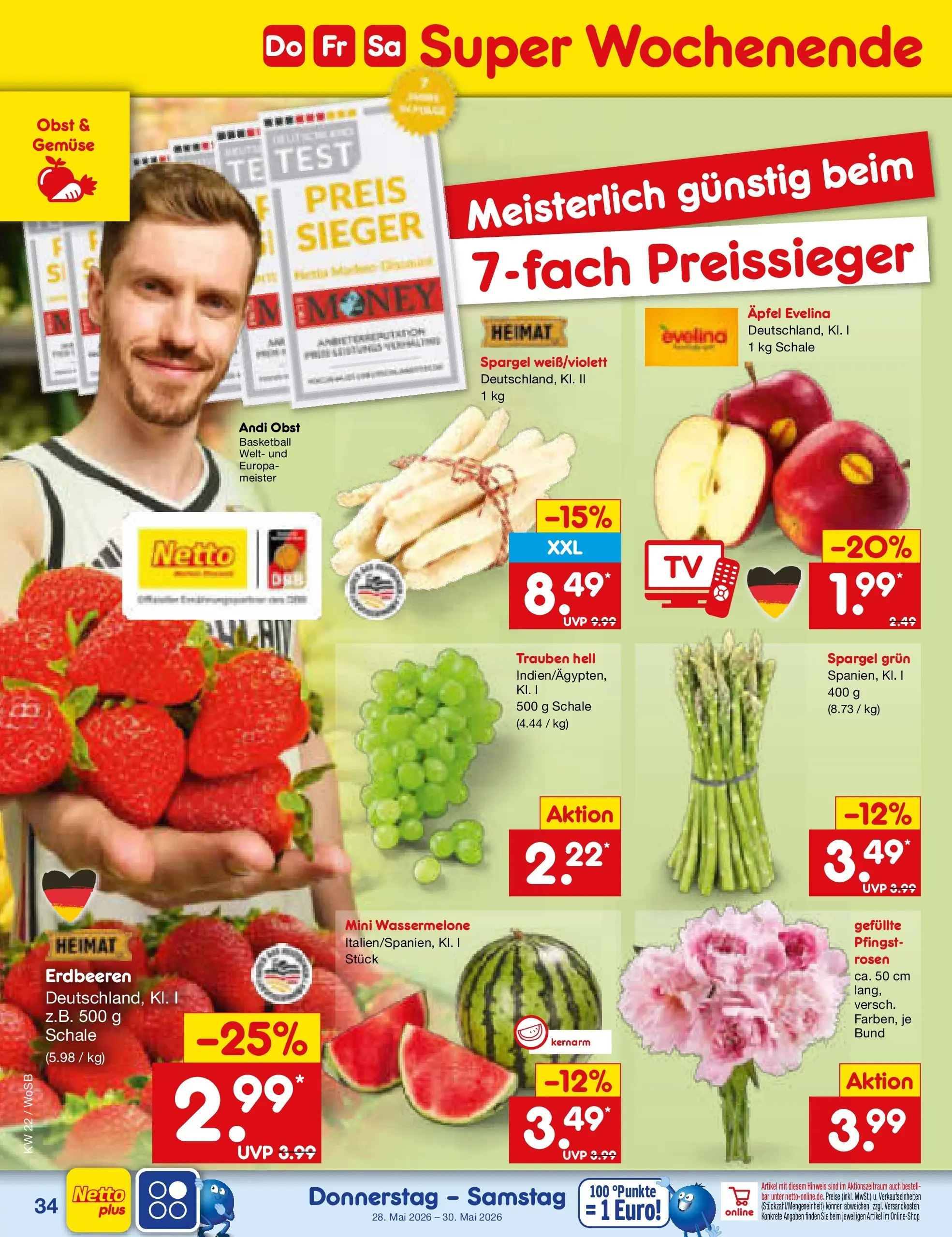 Netto Marken-Discount Prospekt Mannheim (ab 26.05.2026) » Angebote | Seite: 42 | Produkte: Trauben, Äpfel, Spargel, Obst