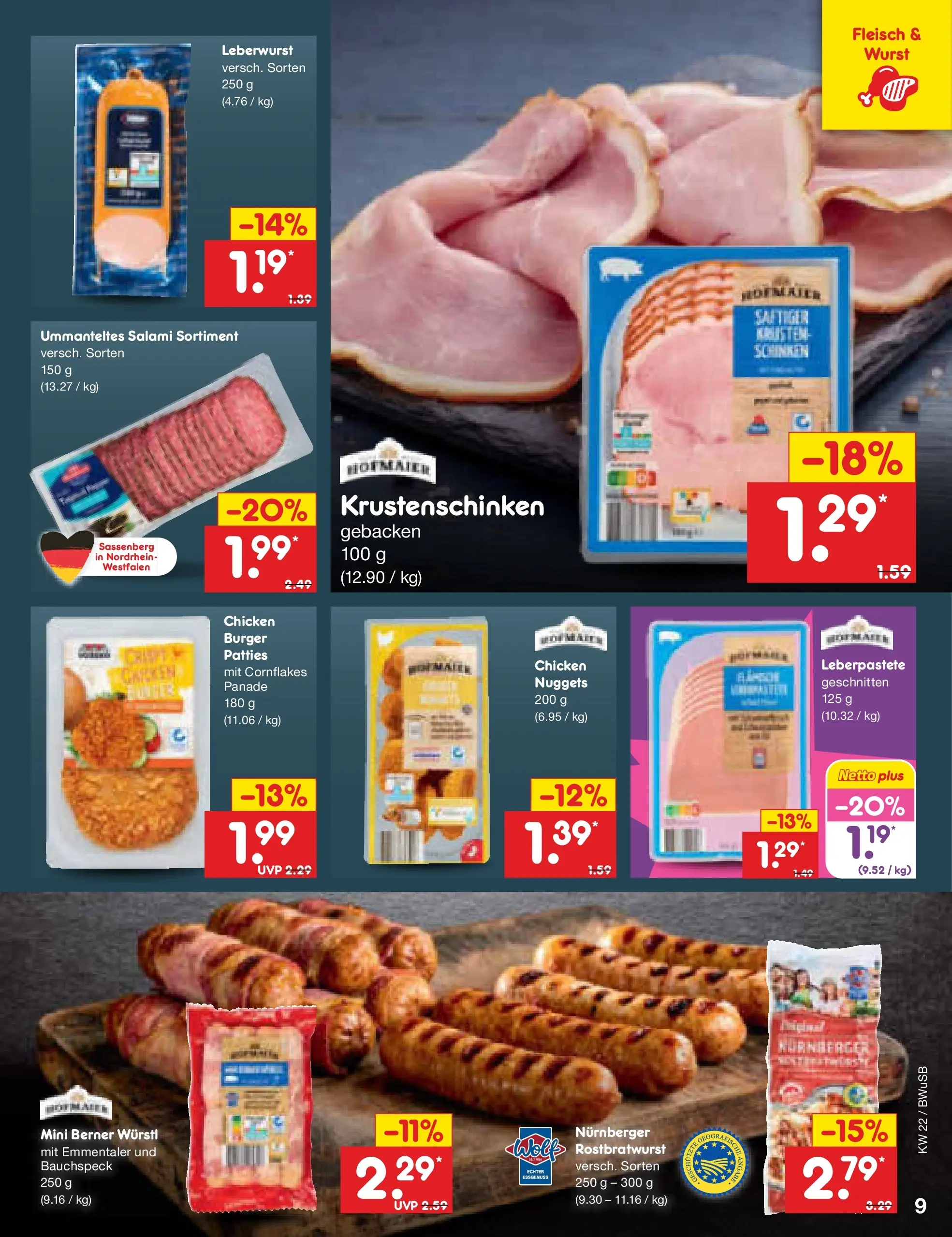 Netto Marken-Discount Prospekt Stemwede-Dielingen (ab 26.05.2026) » Angebote | Seite: 11 | Produkte: Burger, Wurst, Salami, Fleisch