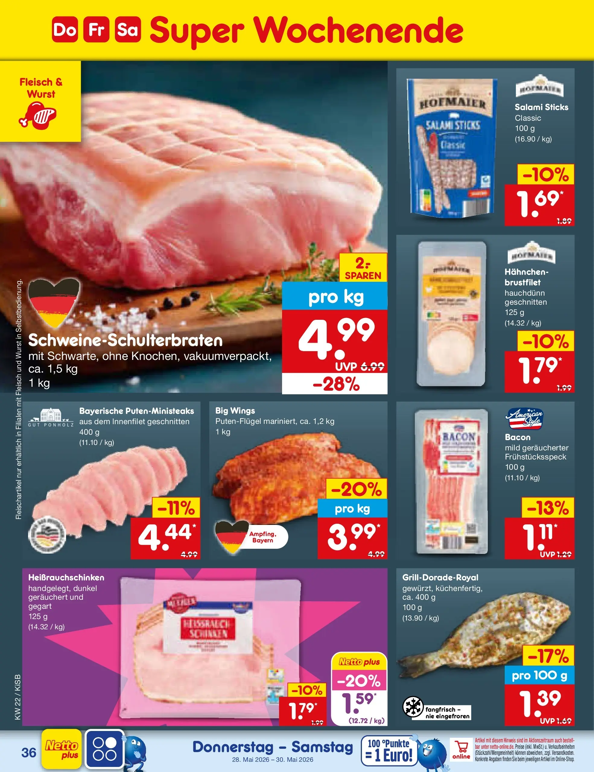 Netto Marken-Discount Prospekt Oberhaid (ab 26.05.2026) » Angebote | Seite: 44 | Produkte: Hahnchen, Wurst, Salami, Fleisch