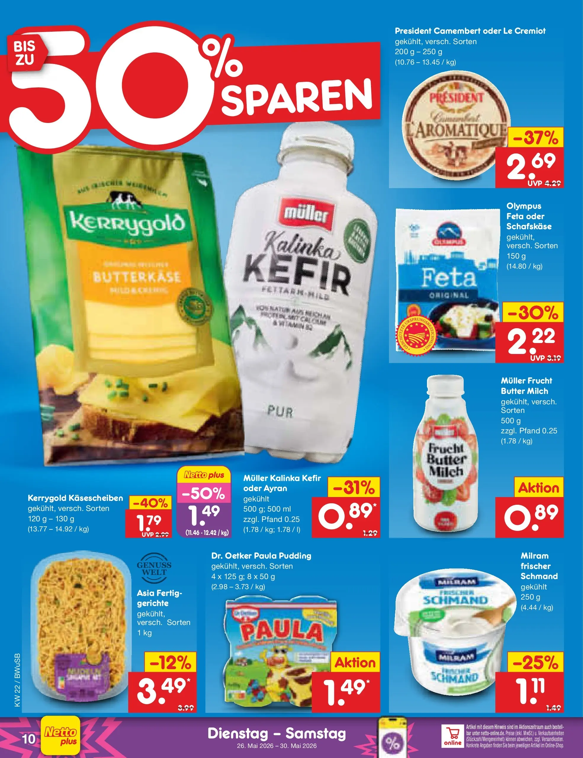 Netto Marken-Discount Prospekt Stemwede-Dielingen (ab 26.05.2026) » Angebote | Seite: 12 | Produkte: Feta, Milch, Pudding, Schafskase