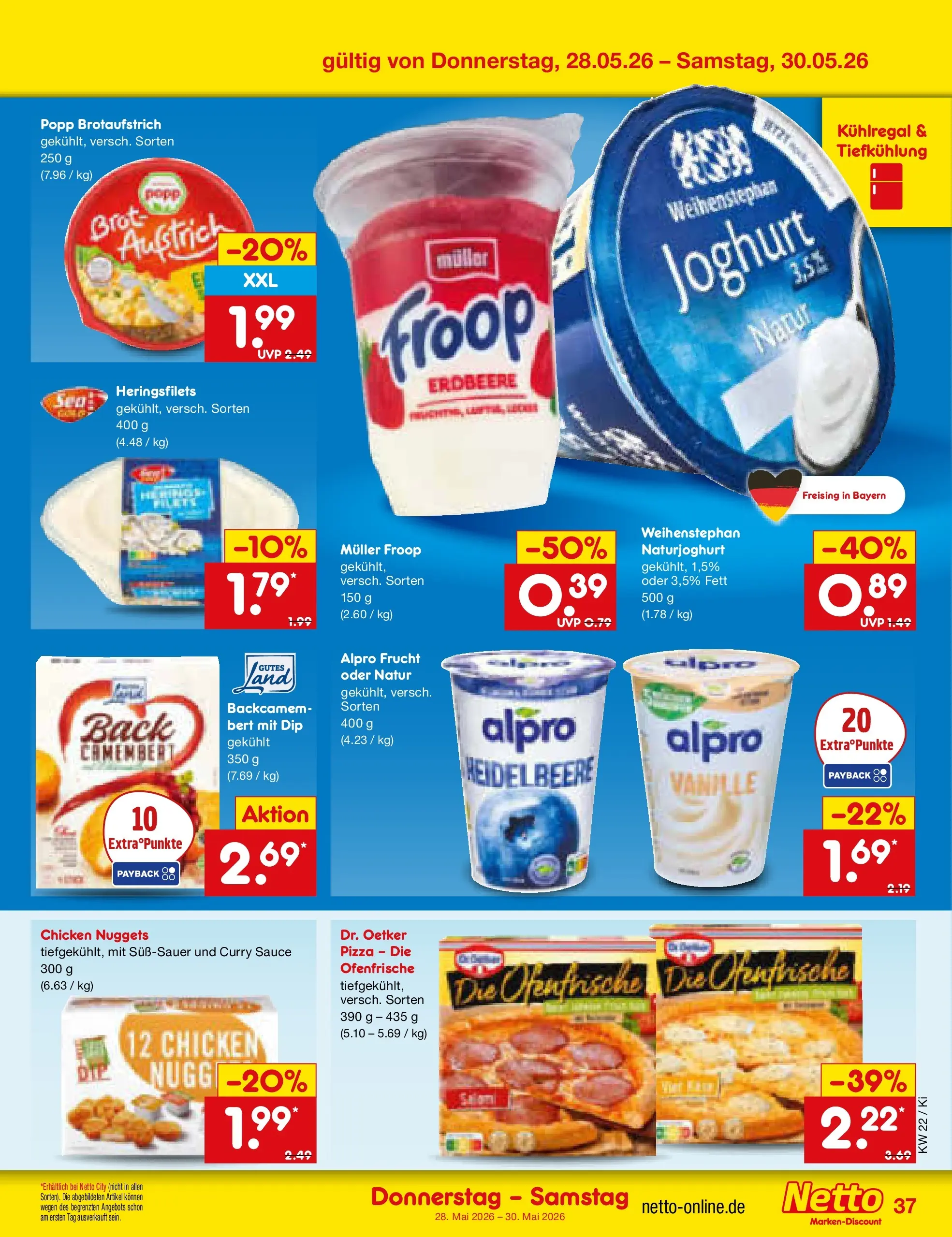 Netto Marken-Discount Prospekt Oberhaid (ab 26.05.2026) » Angebote | Seite: 45 | Produkte: Joghurt, Ofenfrische, Alpro, Pizza