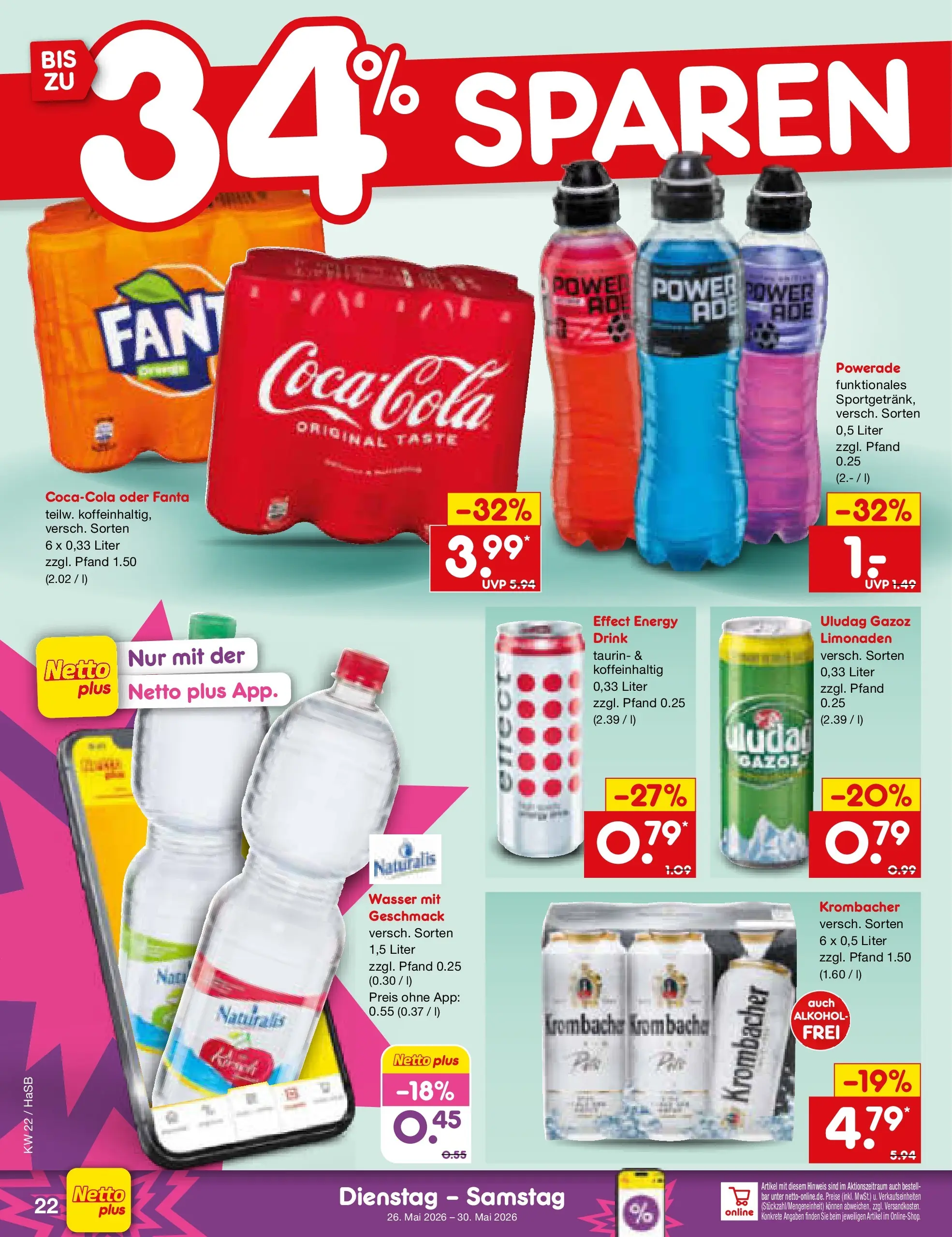 Netto Marken-Discount Prospekt Wuppertal (ab 26.05.2026) » Angebote | Seite: 28 | Produkte: Coca cola, Cola, Wasser, Krombacher