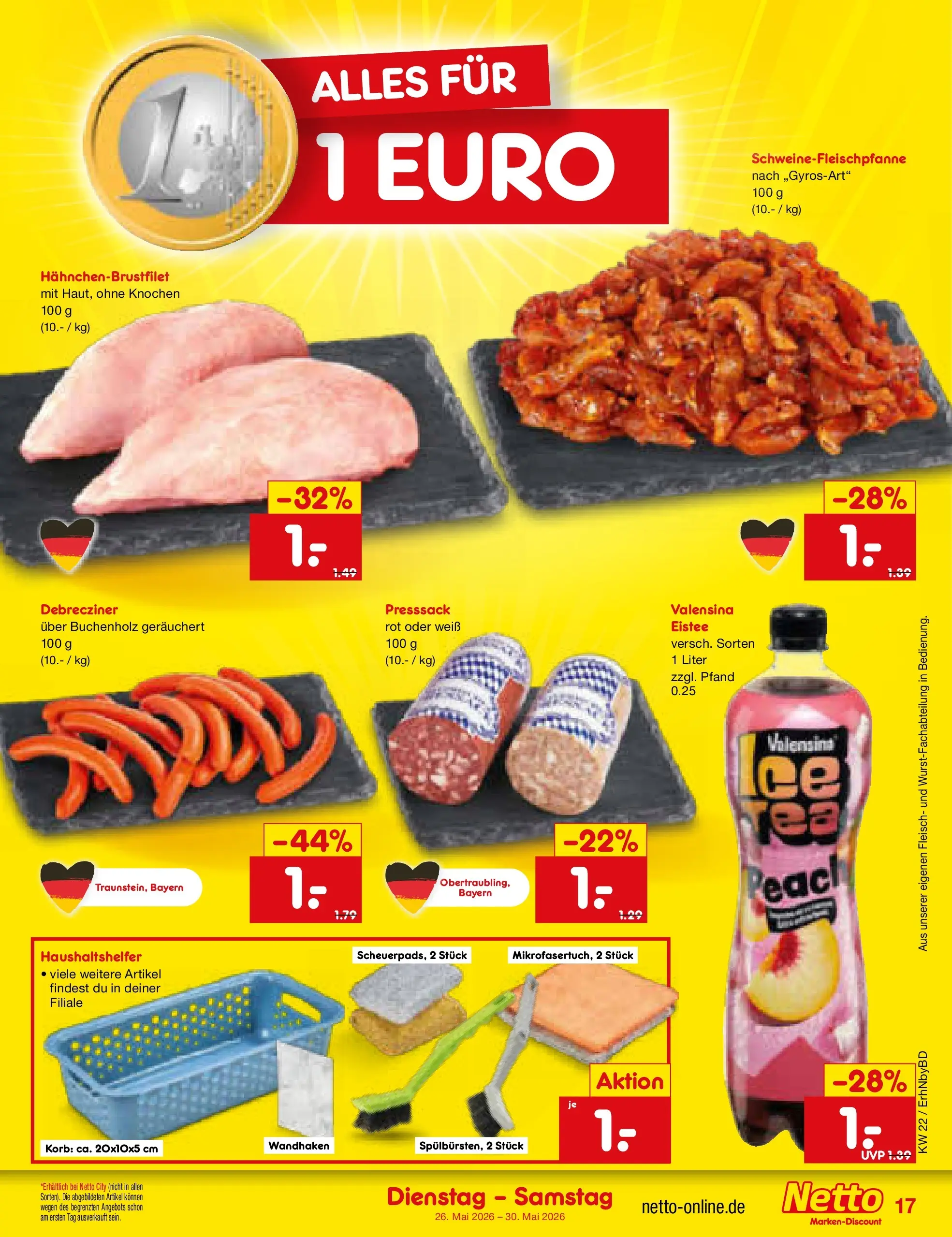 Netto Marken-Discount Prospekt Ergolding (ab 26.05.2026) » Angebote | Seite: 21 | Produkte: Korb, Valensina, Fleisch