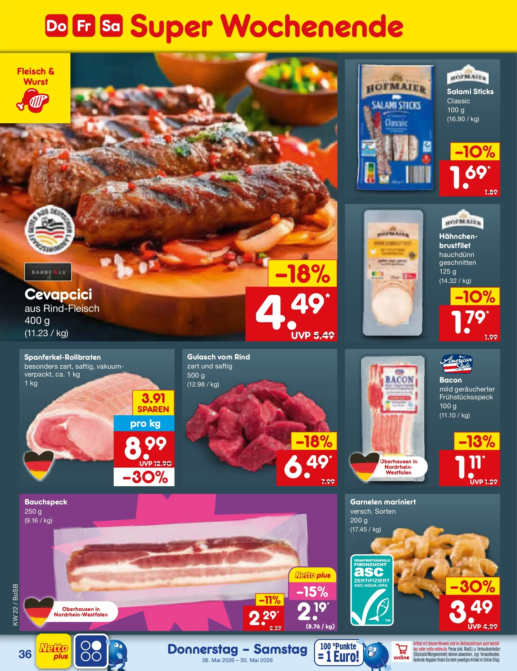 Netto Marken-Discount Prospekt Stadtlohn (ab 26.05.2026) » Angebote | Seite: 44 | Produkte: Cevapcici, Garnelen, Gulasch, Rindfleisch