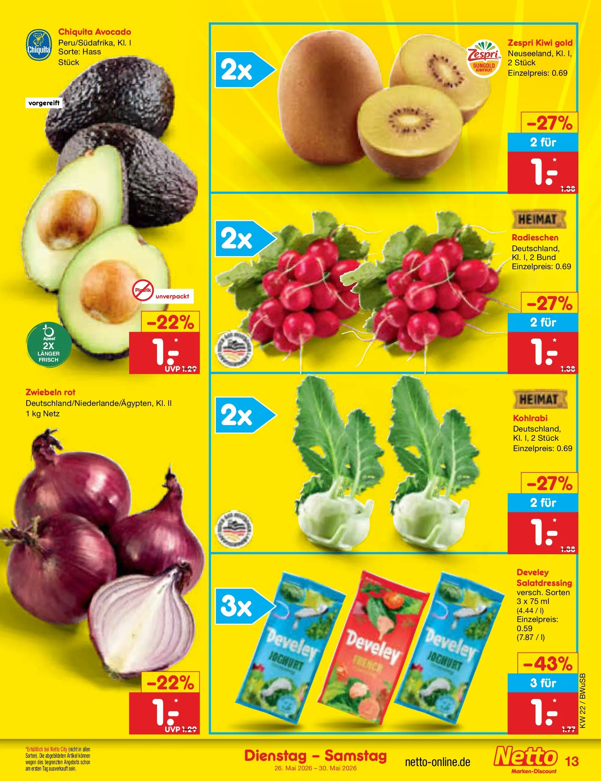Netto Marken-Discount Prospekt Stemwede-Dielingen (ab 26.05.2026) » Angebote | Seite: 17 | Produkte: Joghurt, Kohlrabi, Avocado, Zwiebeln