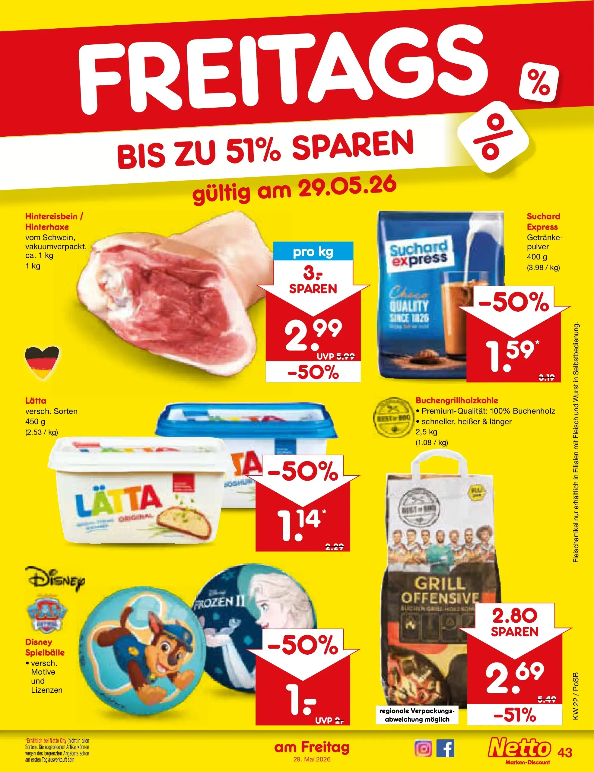 Netto Marken-Discount Prospekt Regensburg (ab 26.05.2026) » Angebote | Seite: 51 | Produkte: Grill, Wurst, Lätta, Fleisch