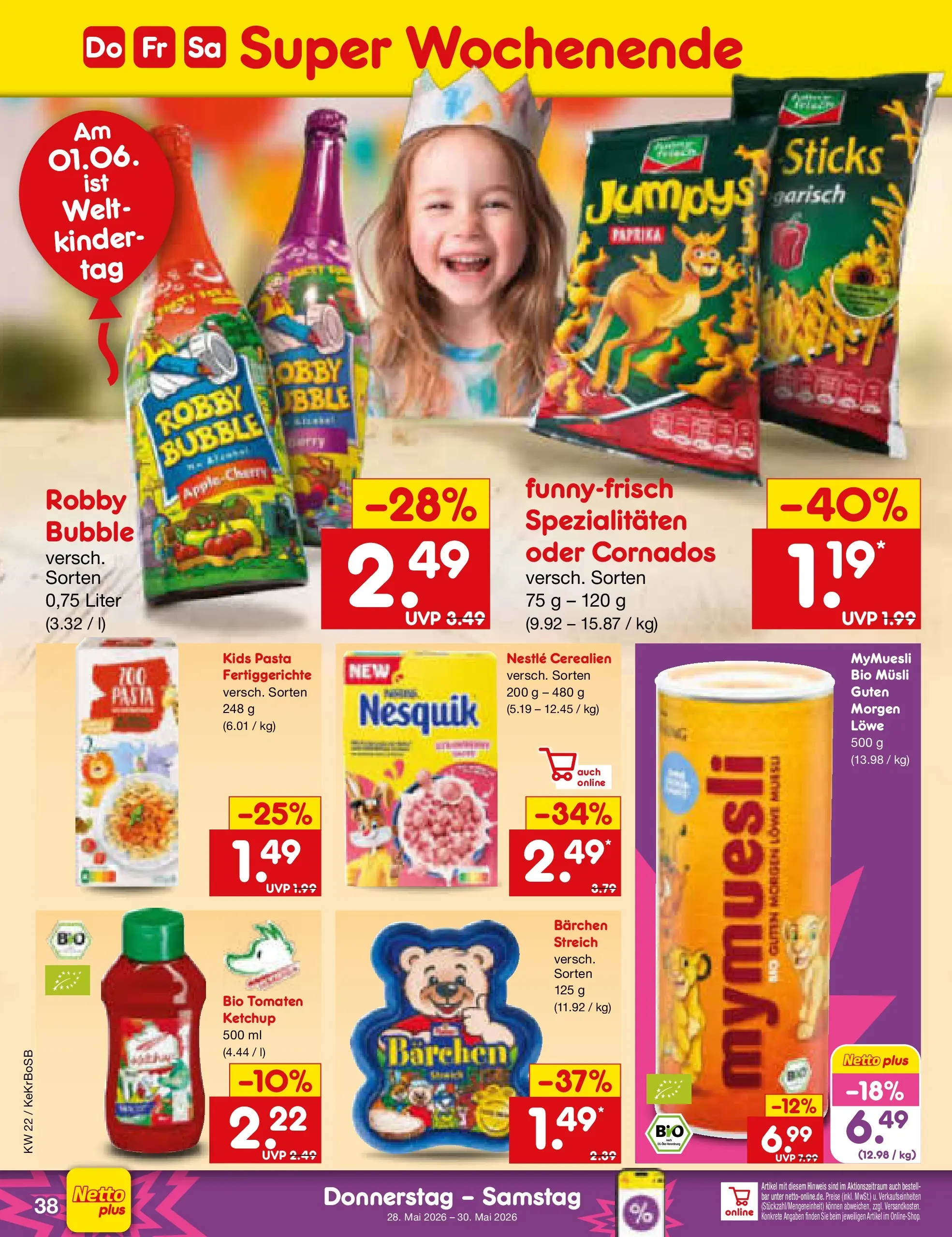 Netto Marken-Discount Prospekt Jüchen (ab 26.05.2026) » Angebote | Seite: 46 | Produkte: Musli, Nesquik, Fertiggerichte, Pasta