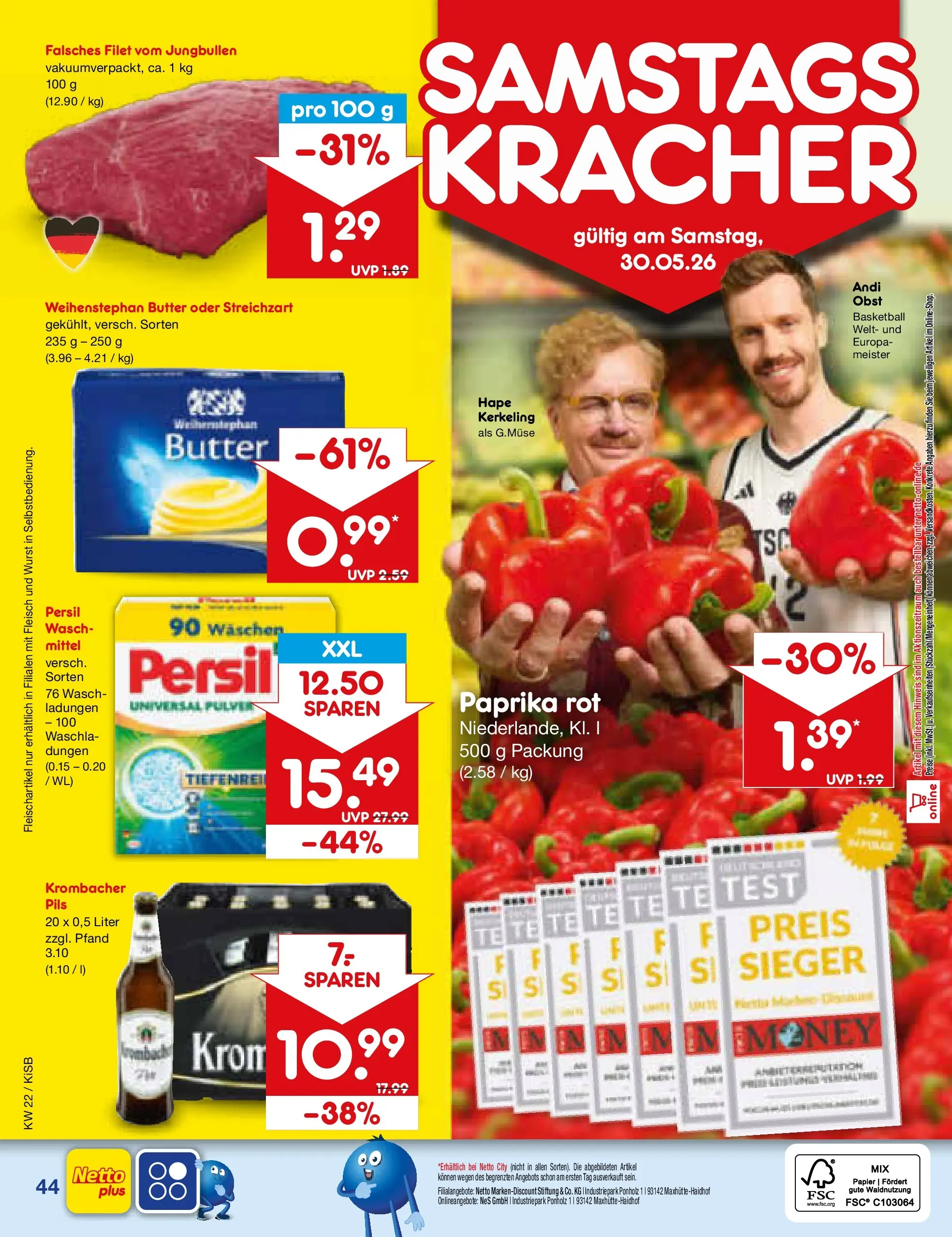 Netto Marken-Discount Prospekt Oberhaid (ab 26.05.2026) » Angebote | Seite: 52 | Produkte: Paprika rot, Pils, Weihenstephan butter, Paprika