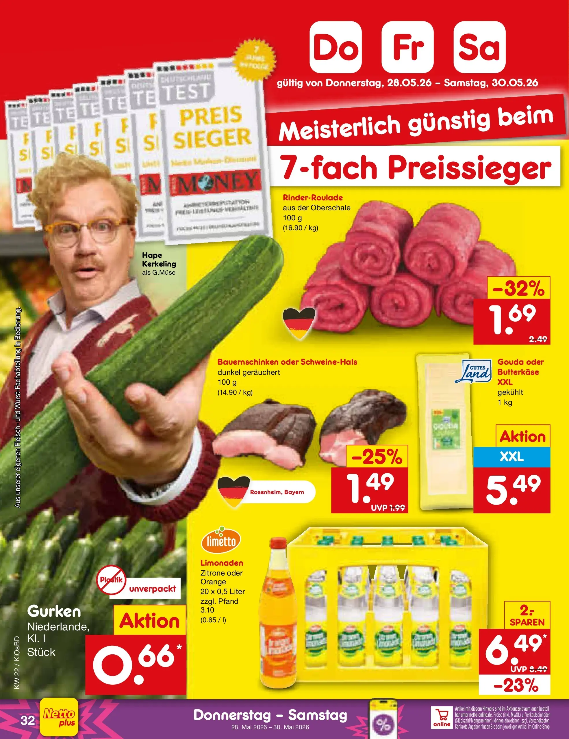 Netto Marken-Discount Prospekt Mistelbach (ab 26.05.2026) » Angebote | Seite: 40 | Produkte: Gouda, Zitrone, Fleisch, Gurken