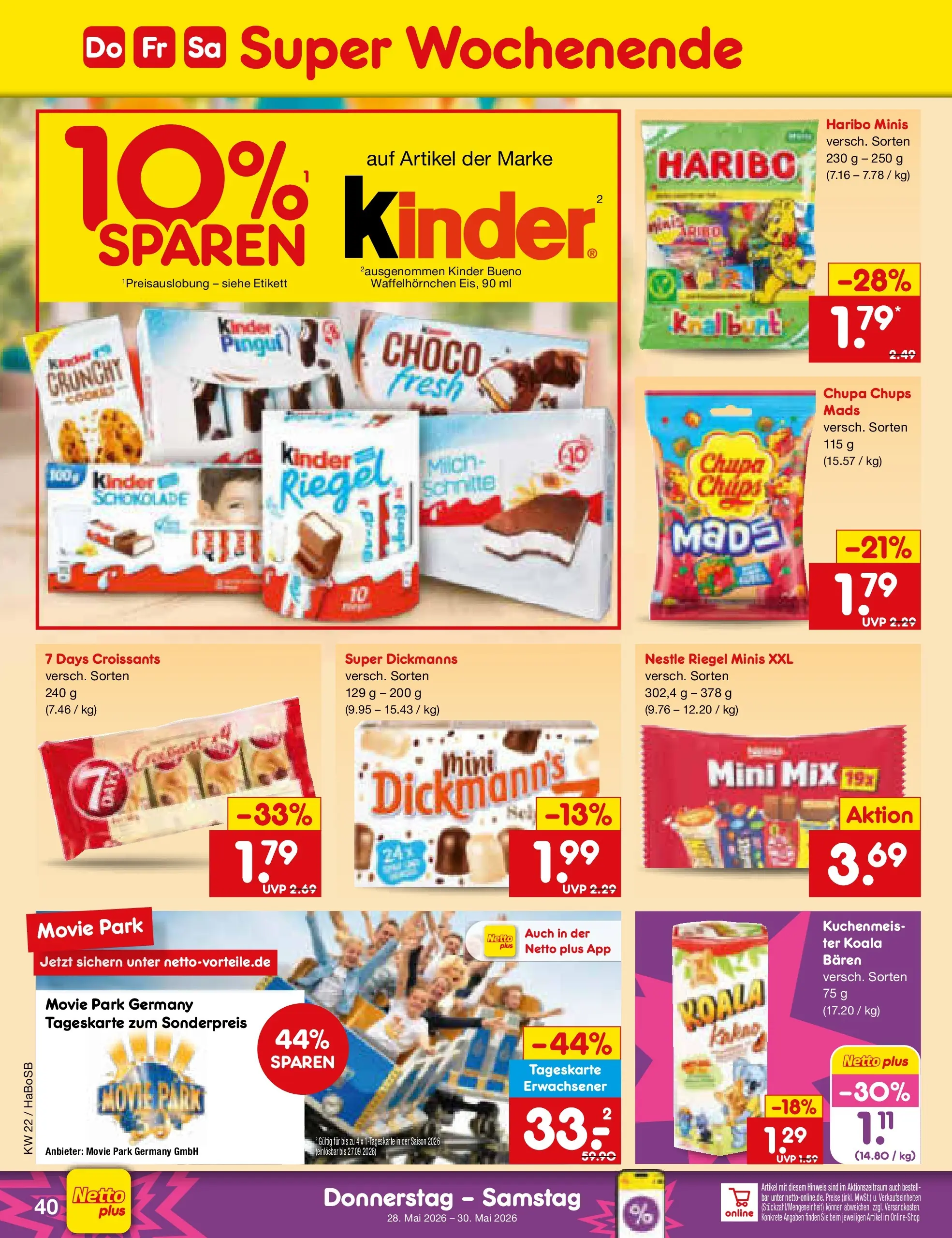 Netto Marken-Discount Prospekt Wuppertal (ab 26.05.2026) » Angebote | Seite: 48 | Produkte: Haribo, Milch, Kinder bueno, Chips