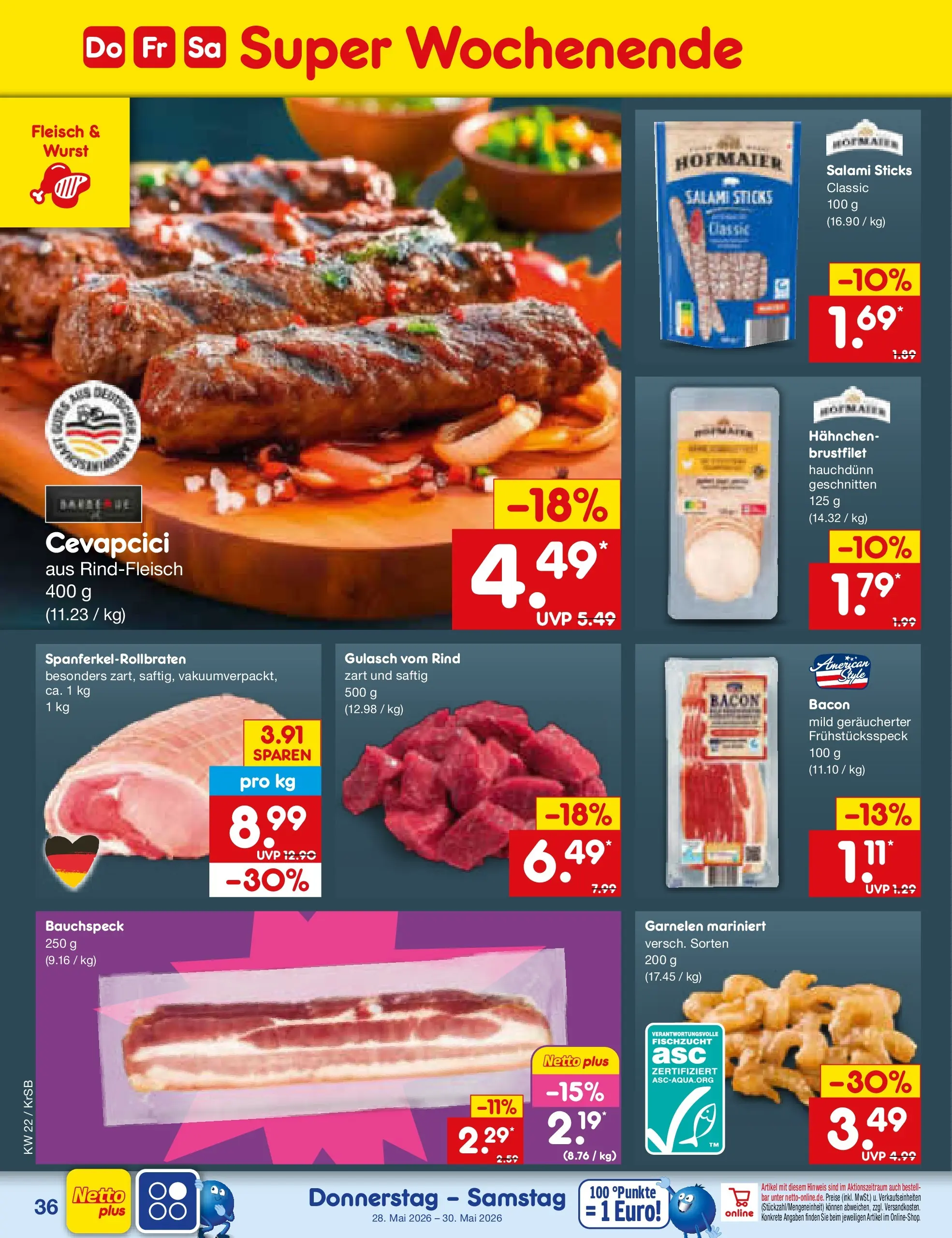 Netto Marken-Discount Prospekt Jüchen (ab 26.05.2026) » Angebote | Seite: 44 | Produkte: Hahnchen, Cevapcici, Wurst, Salami