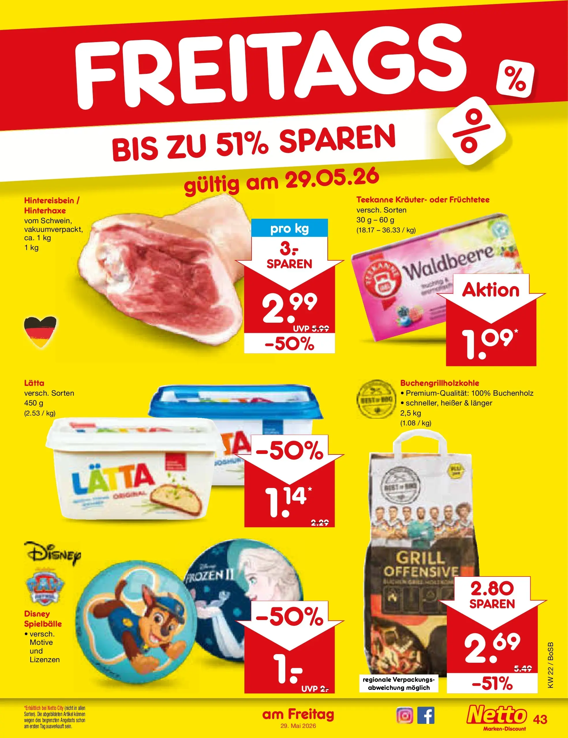 Netto Marken-Discount Prospekt Stadtlohn (ab 26.05.2026) » Angebote | Seite: 51 | Produkte: Grill, Teekanne, Lätta