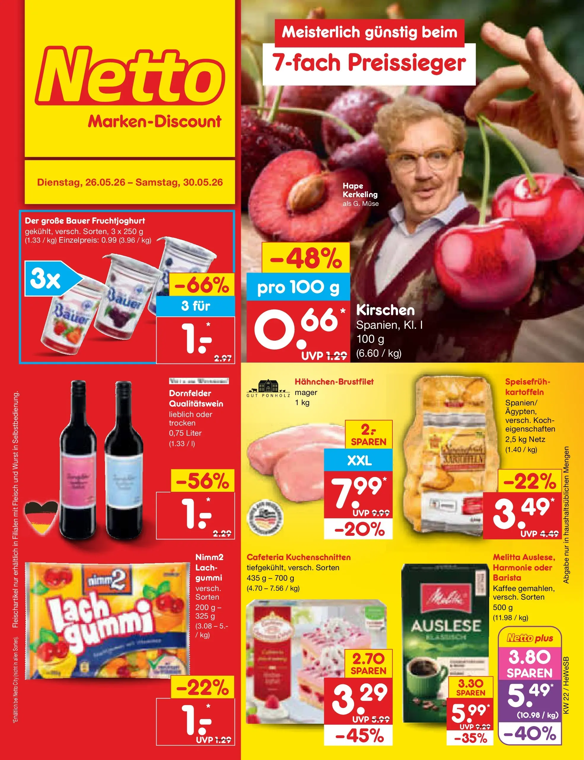 Netto Marken-Discount Prospekt Hamburg (ab 26.05.2026) » Angebote | Seite: 1 | Produkte: Kaffee, Fruchtjoghurt, Kartoffeln, Fleisch
