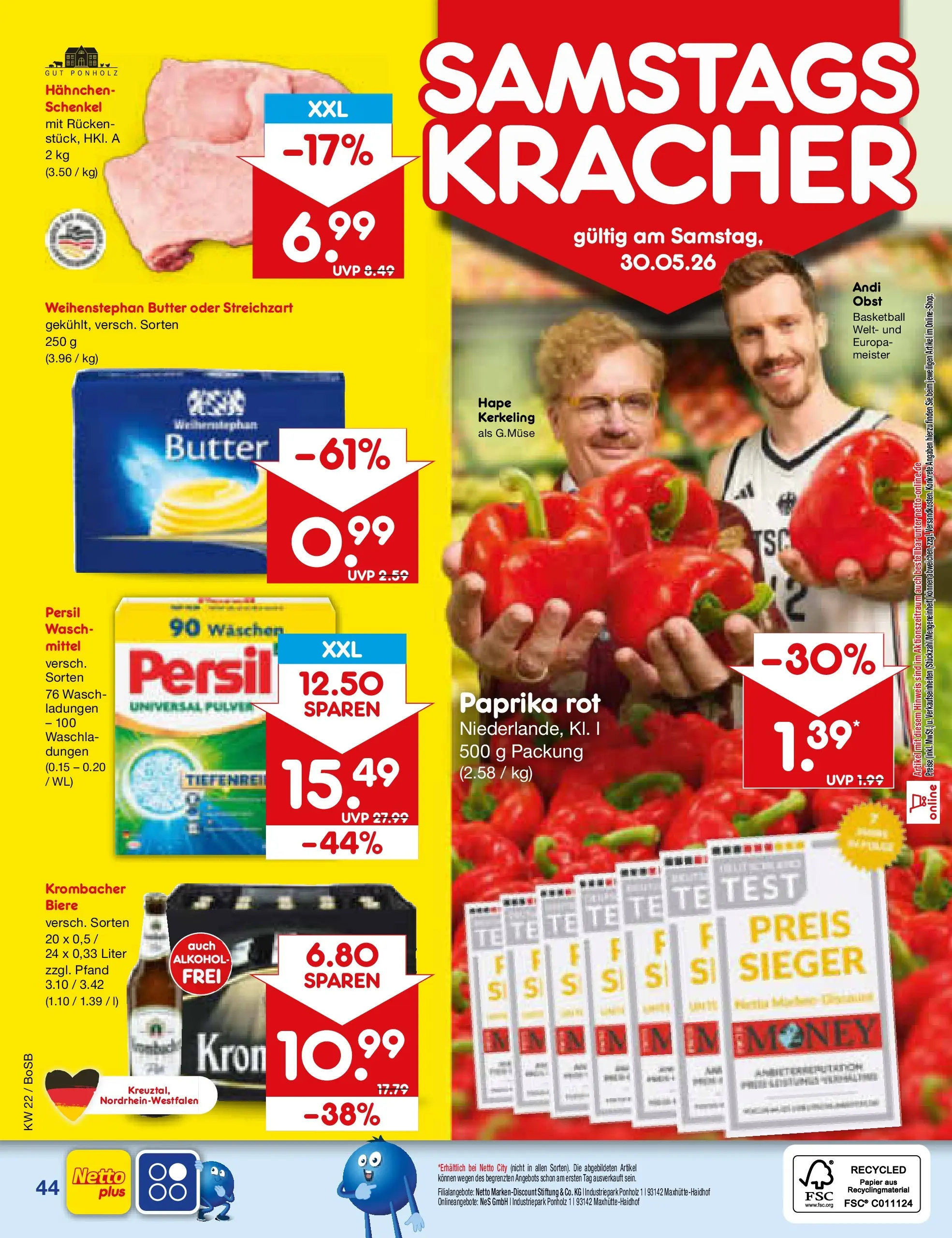 Netto Marken-Discount Prospekt Stadtlohn (ab 26.05.2026) » Angebote | Seite: 52 | Produkte: Obst, Basketball, Krombacher, Persil