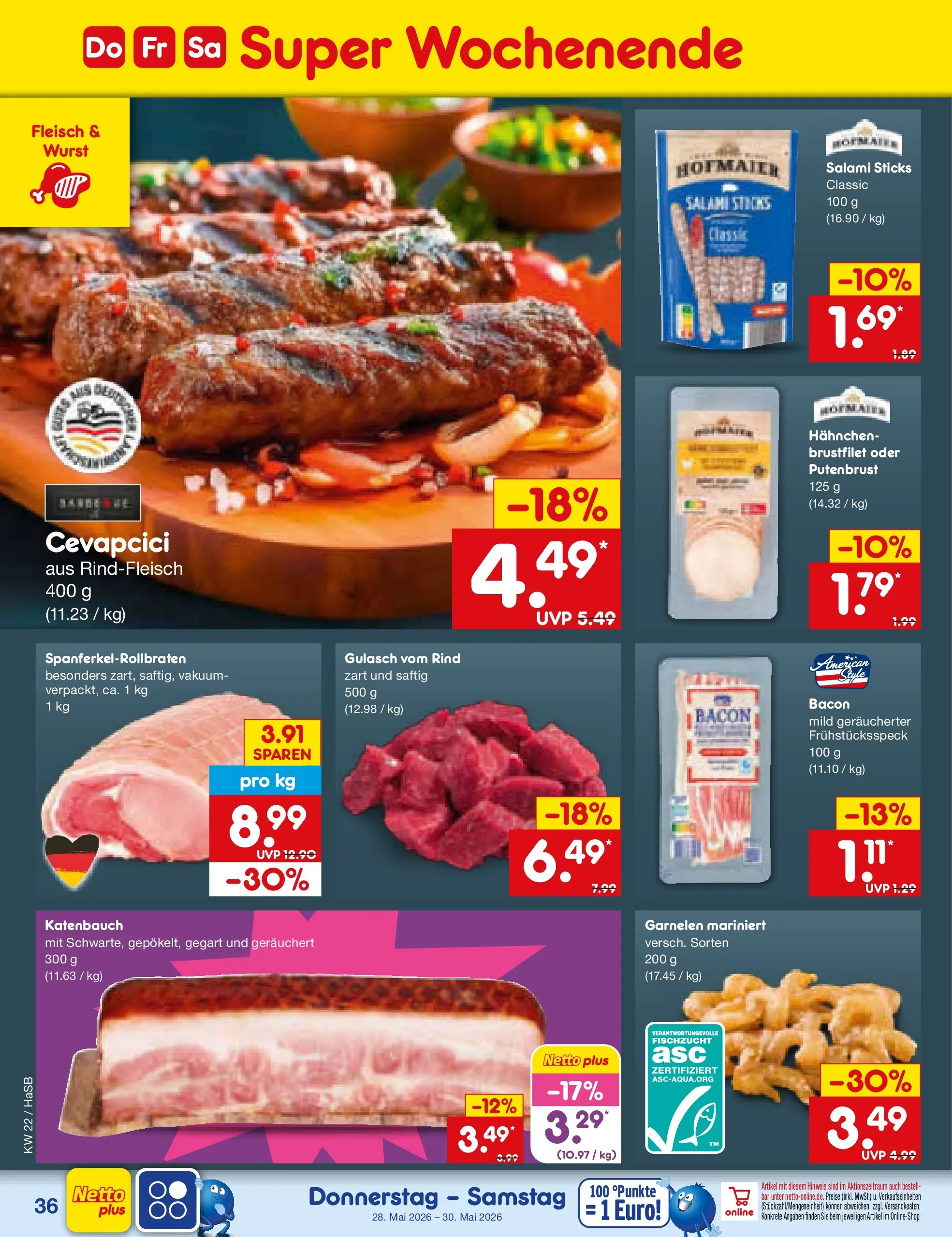 Netto Marken-Discount Prospekt Wuppertal (ab 26.05.2026) » Angebote | Seite: 44 | Produkte: Cevapcici, Gulasch, Rindfleisch, Fleisch