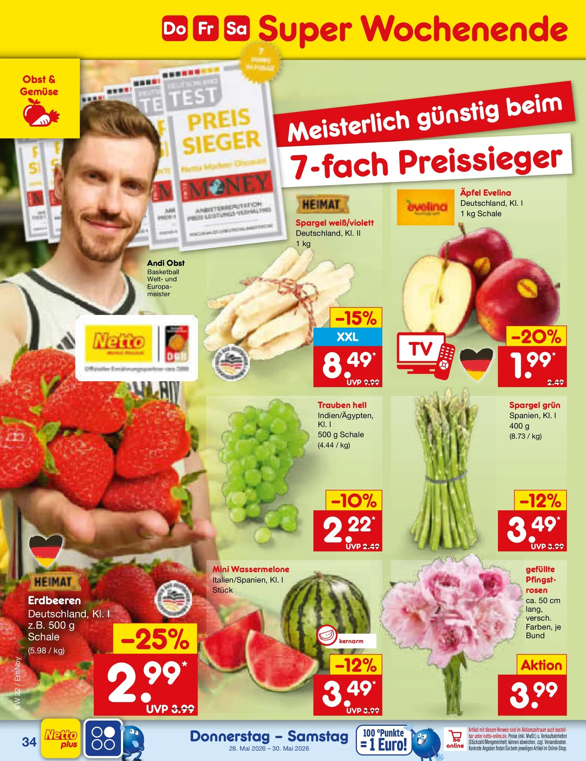 Netto Marken-Discount Prospekt Ergolding (ab 26.05.2026) » Angebote | Seite: 42 | Produkte: Äpfel, Gemüse, Basketball, Erdbeeren