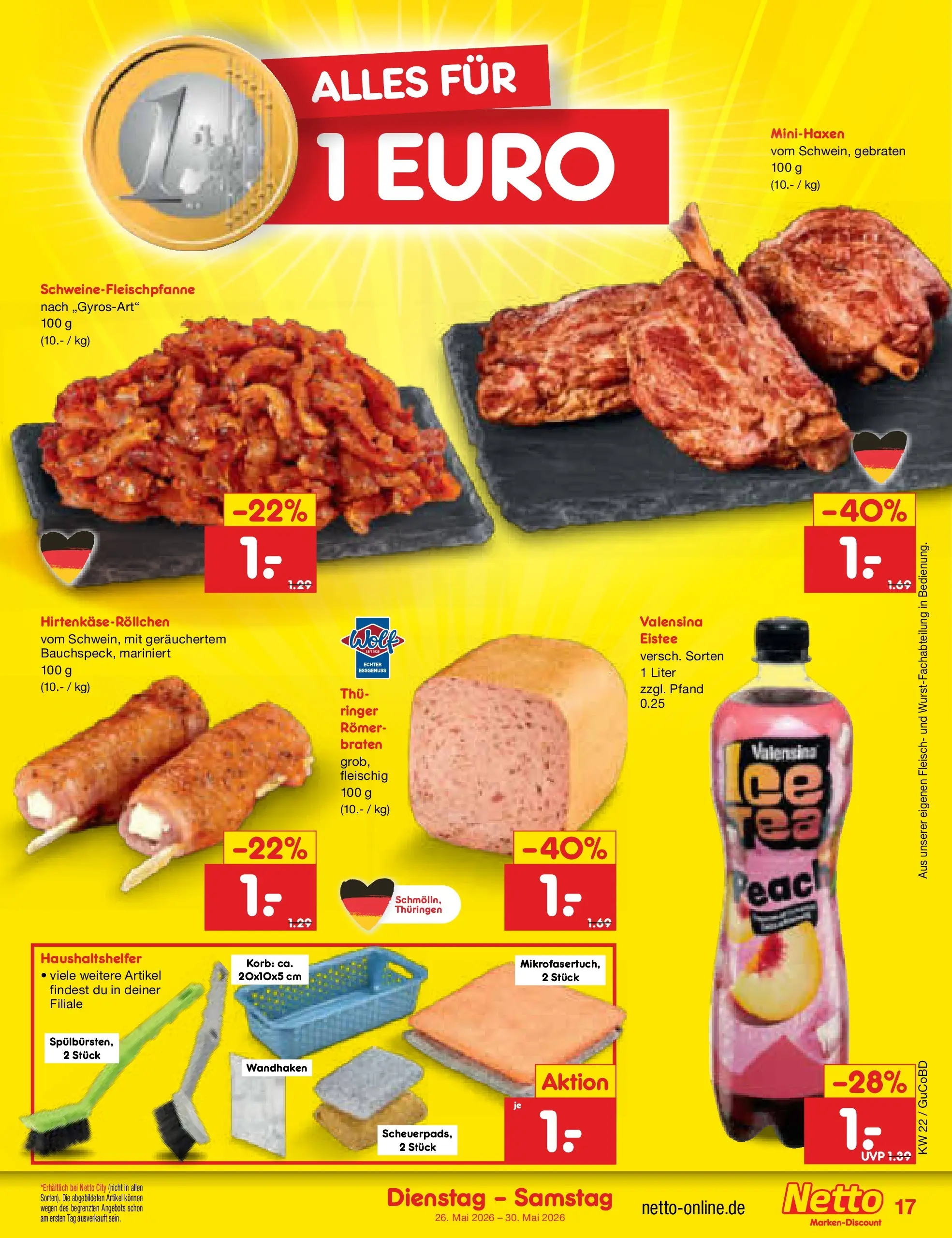 Netto Marken-Discount Prospekt Thiendorf (ab 26.05.2026) » Angebote | Seite: 21 | Produkte: Korb, Valensina, Fleisch