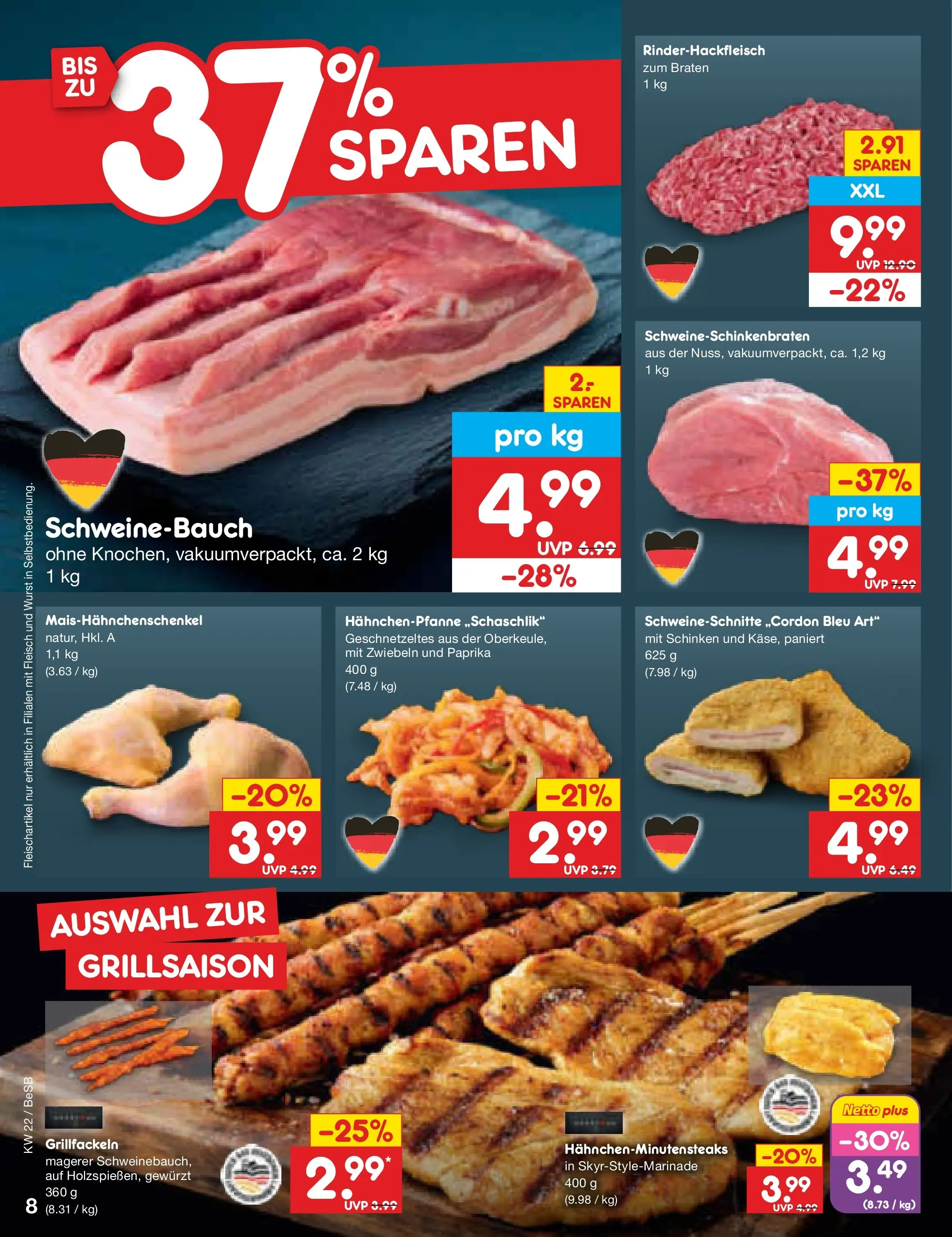 Netto Marken-Discount Prospekt Kremmen (ab 26.05.2026) » Angebote | Seite: 10 | Produkte: Schweinebauch, Zwiebeln, Wurst, Schinken