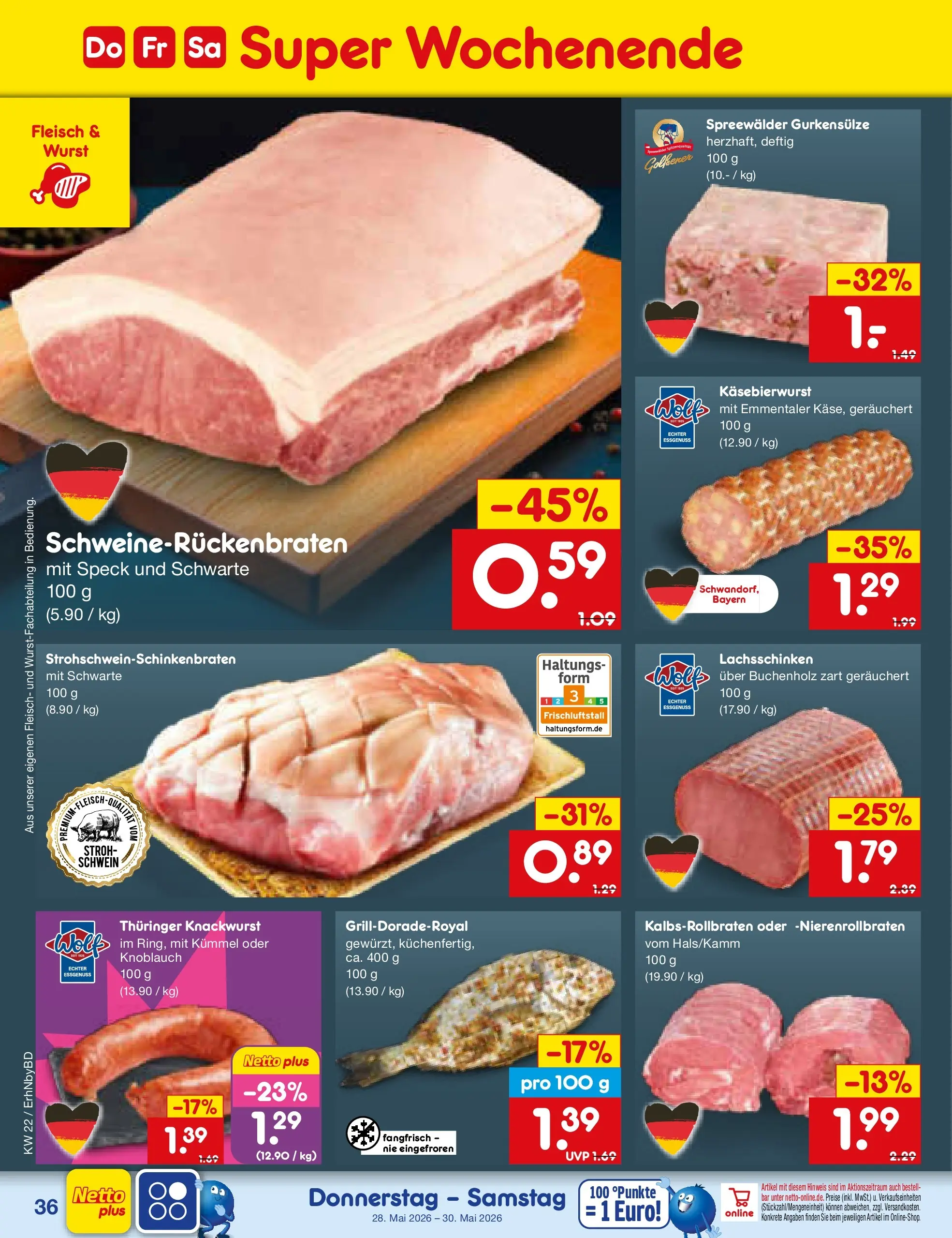 Netto Marken-Discount Prospekt Ergolding (ab 26.05.2026) » Angebote | Seite: 44 | Produkte: Wurst, Knoblauch, Fleisch