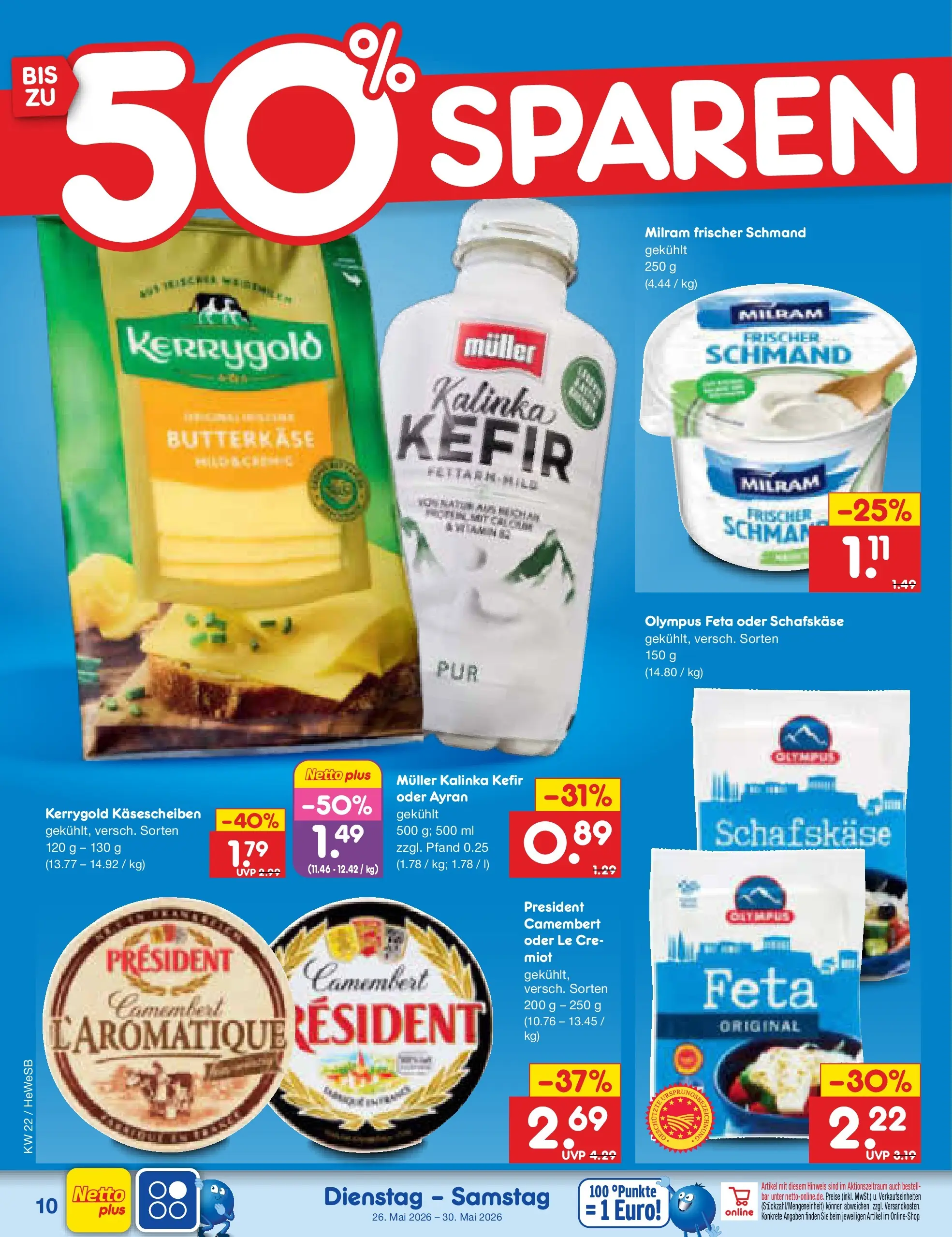 Netto Marken-Discount Prospekt Hamburg (ab 26.05.2026) » Angebote | Seite: 12 | Produkte: Kefir, Feta, Milram, Schafskase
