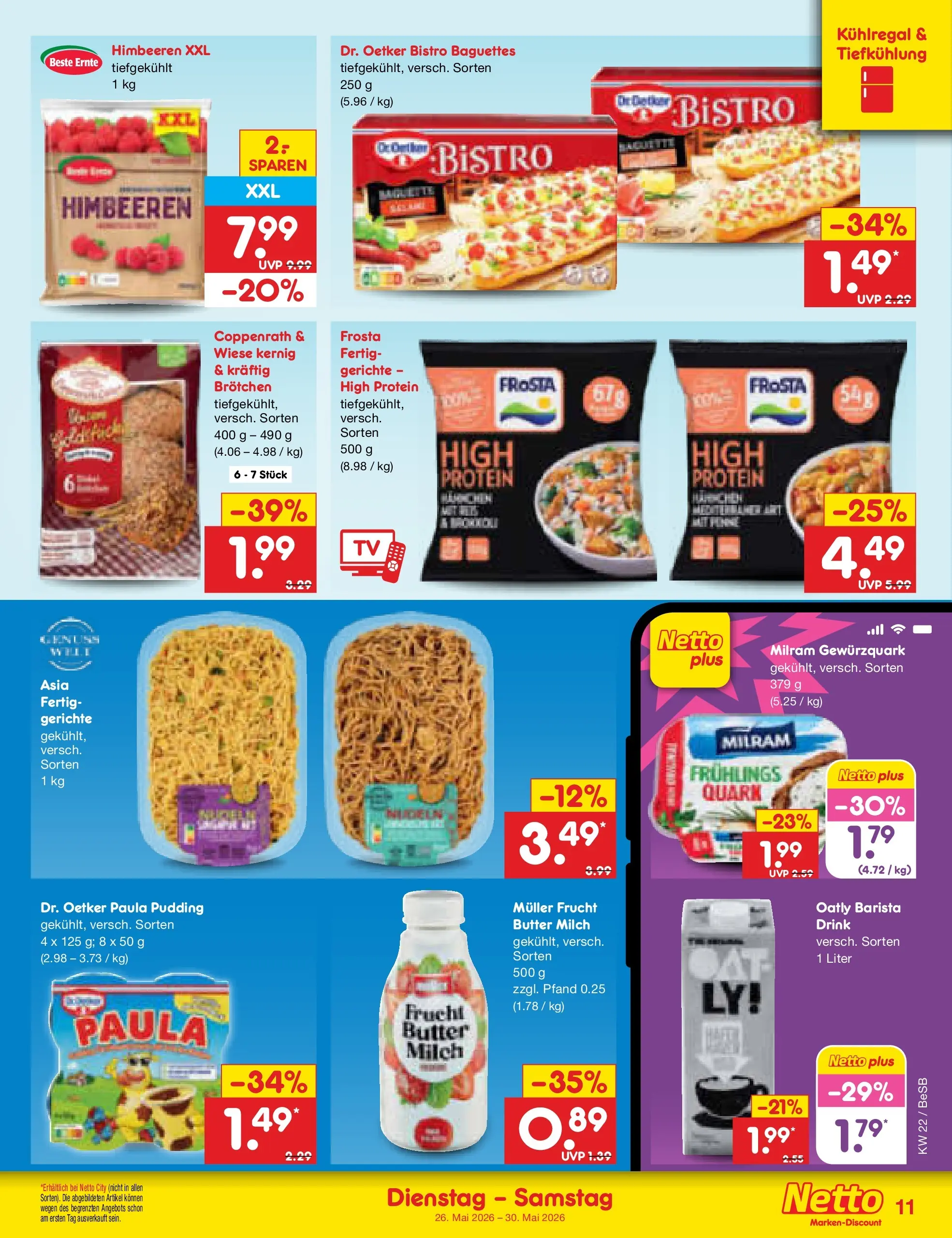 Netto Marken-Discount Prospekt Kremmen (ab 26.05.2026) » Angebote | Seite: 13 | Produkte: Milch, Butter, Pudding, Frosta