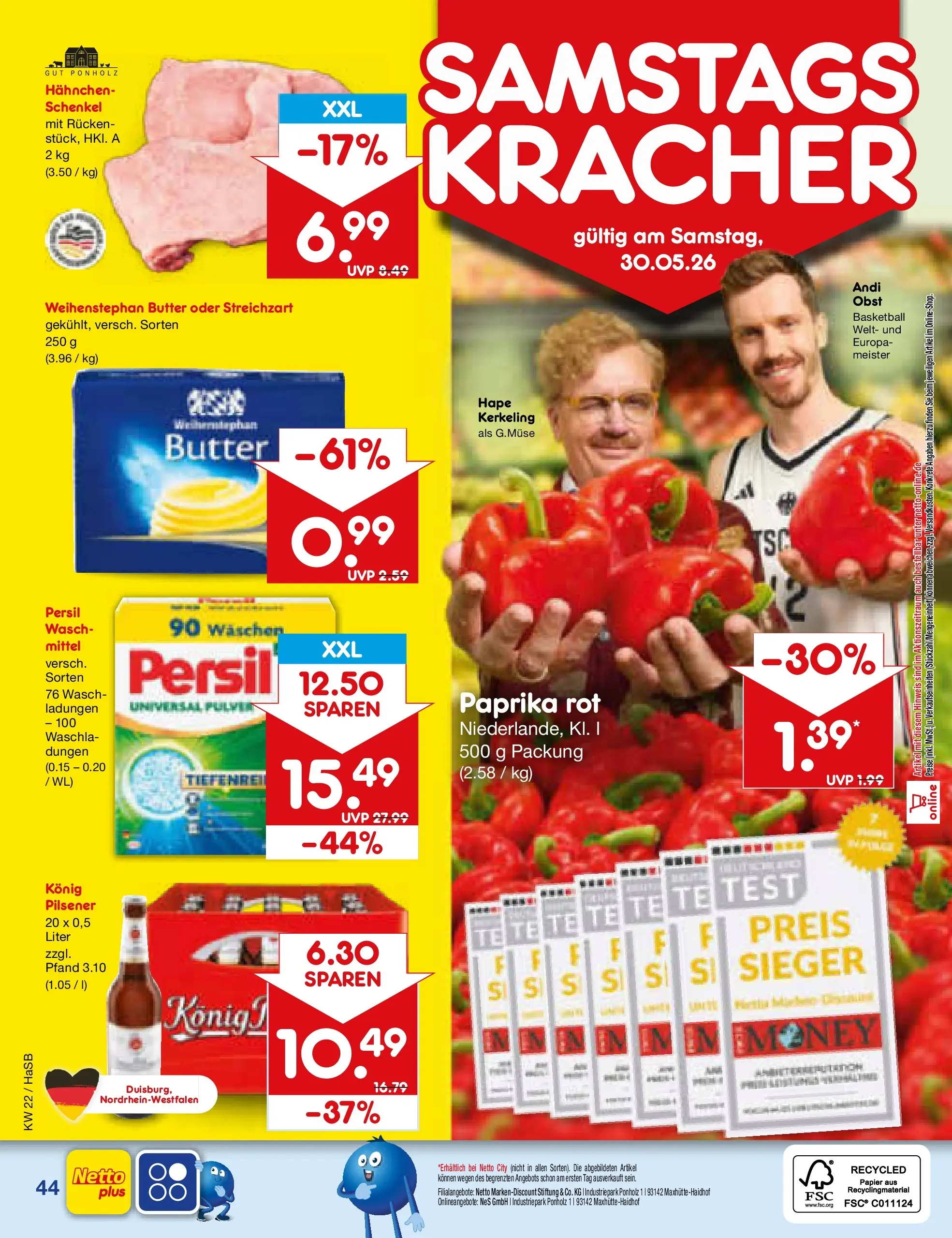 Netto Marken-Discount Prospekt Wuppertal (ab 26.05.2026) » Angebote | Seite: 52 | Produkte: Hahnchen, Paprika, Obst, Persil