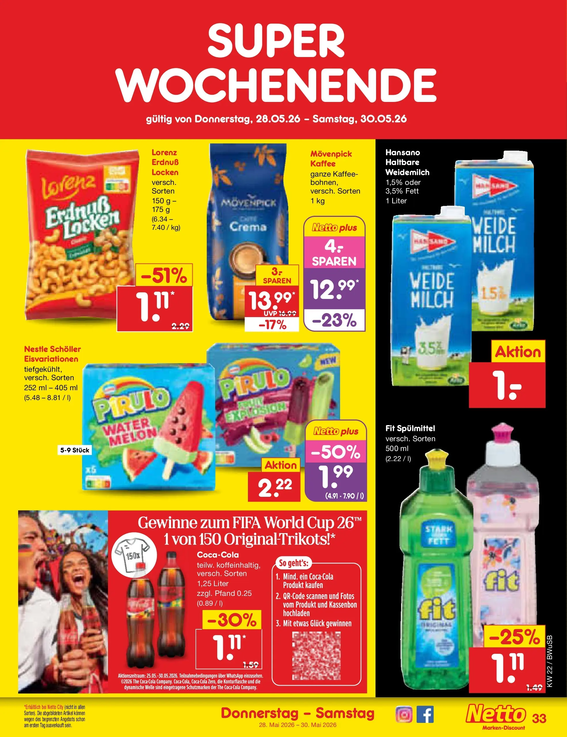 Netto Marken-Discount Prospekt Stemwede-Dielingen (ab 26.05.2026) » Angebote | Seite: 41 | Produkte: Coca cola, Cola, Milch, Kaffee