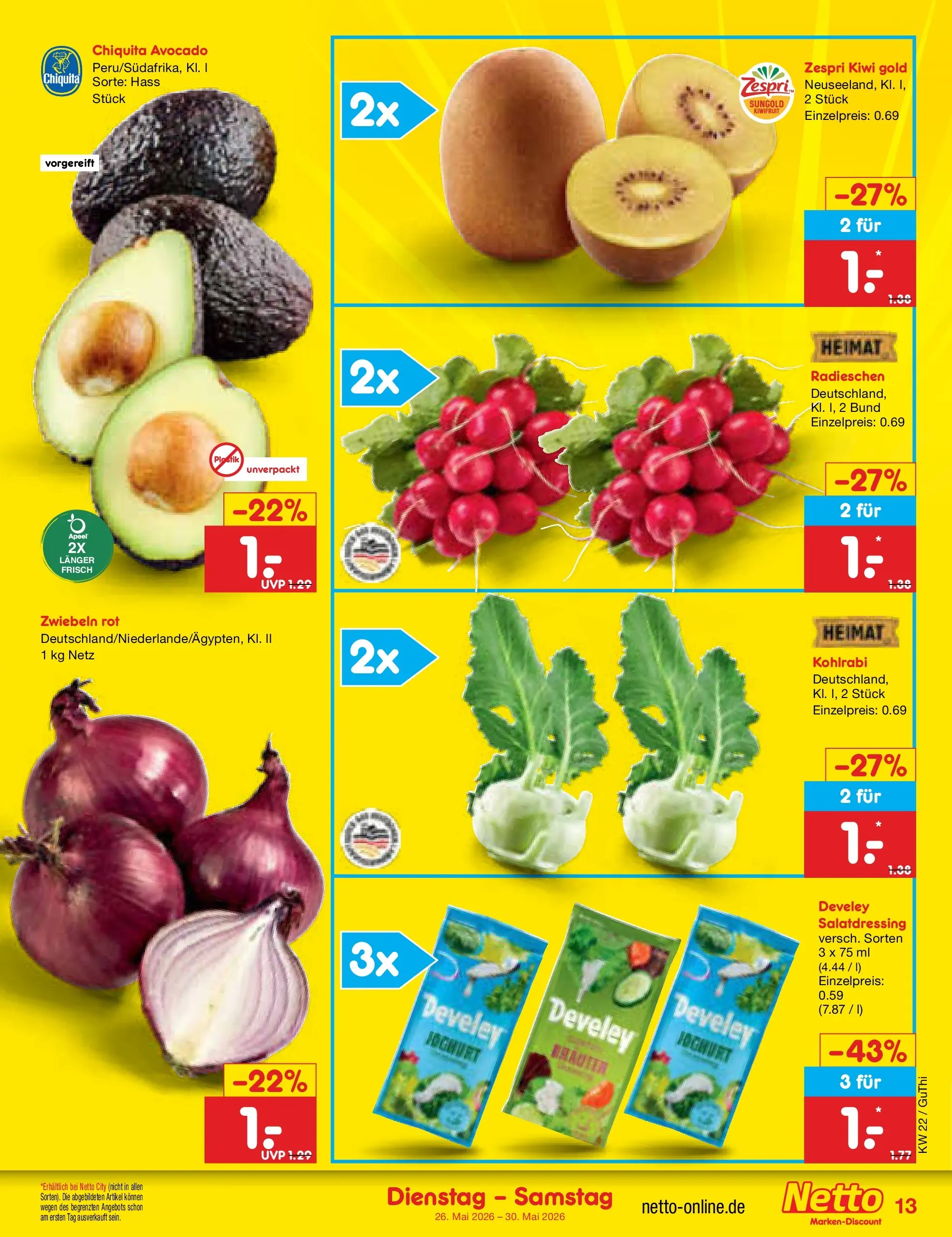 Netto Marken-Discount Prospekt Thiendorf (ab 26.05.2026) » Angebote | Seite: 17 | Produkte: Joghurt, Kohlrabi, Avocado, Kiwi