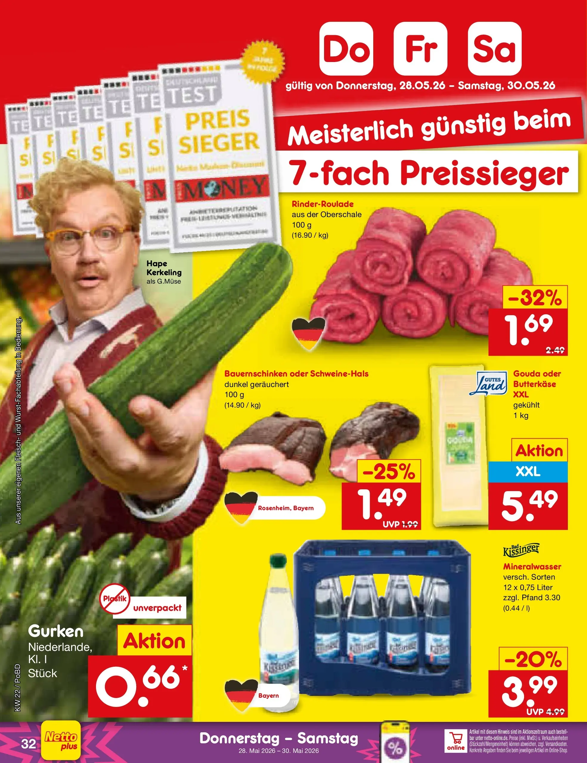 Netto Marken-Discount Prospekt Selb (ab 26.05.2026) » Angebote | Seite: 40 | Produkte: Gouda, Mineralwasser, Fleisch, Gurken