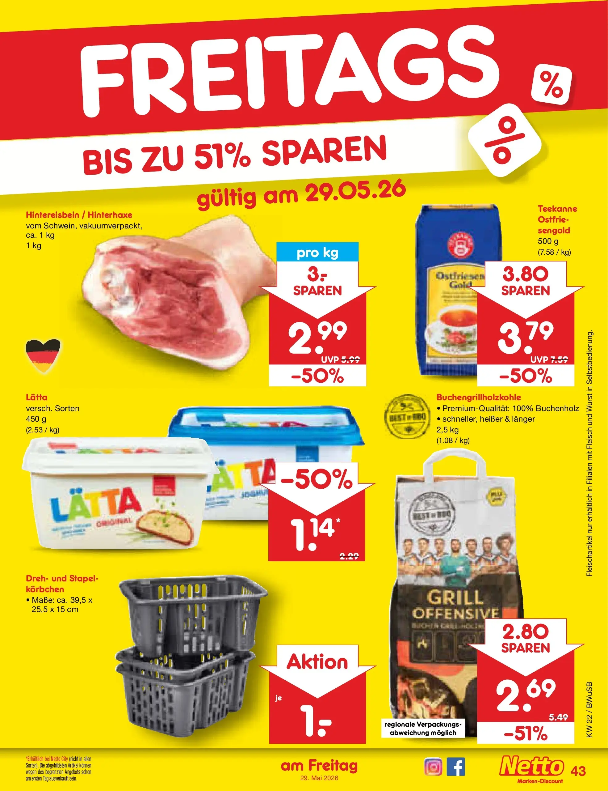 Netto Marken-Discount Prospekt Stemwede-Dielingen (ab 26.05.2026) » Angebote | Seite: 51 | Produkte: Grill, Wurst, Lätta, Fleisch