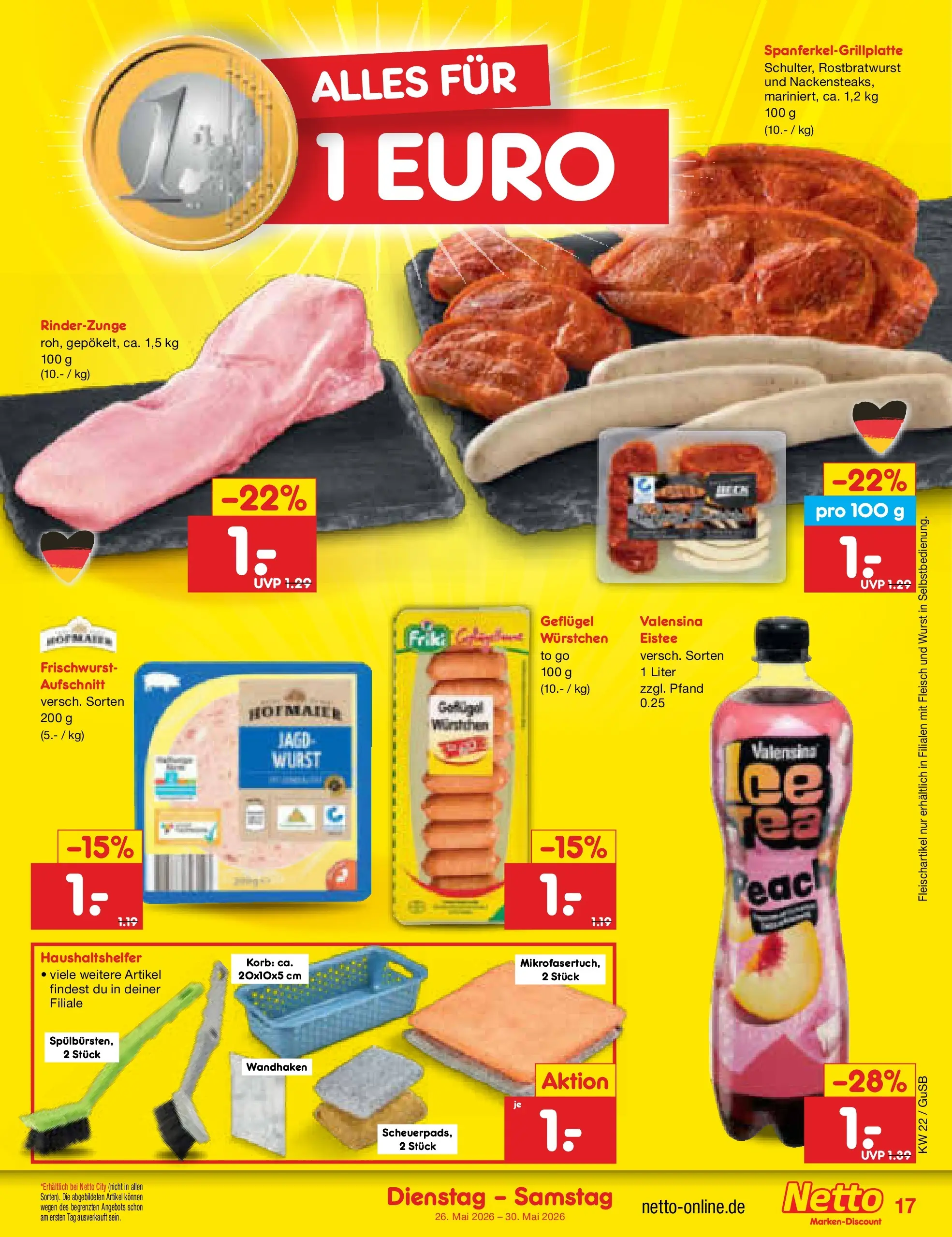 Netto Marken-Discount Prospekt Machern (ab 26.05.2026) » Angebote | Seite: 21 | Produkte: Korb, Valensina, Wurst, Fleisch