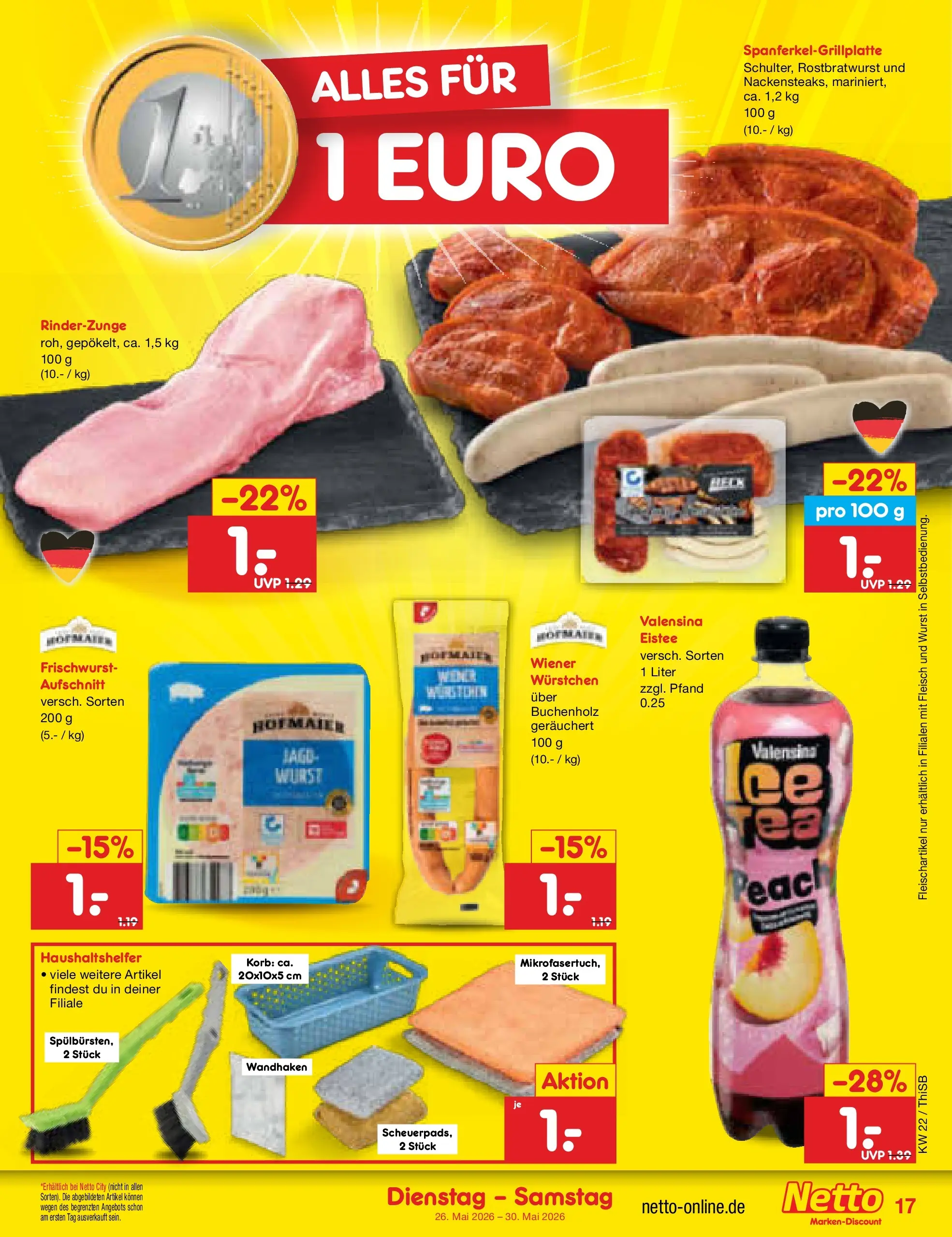 Netto Marken-Discount Prospekt Pirna (ab 26.05.2026) » Angebote | Seite: 21 | Produkte: Korb, Valensina, Wurst, Fleisch