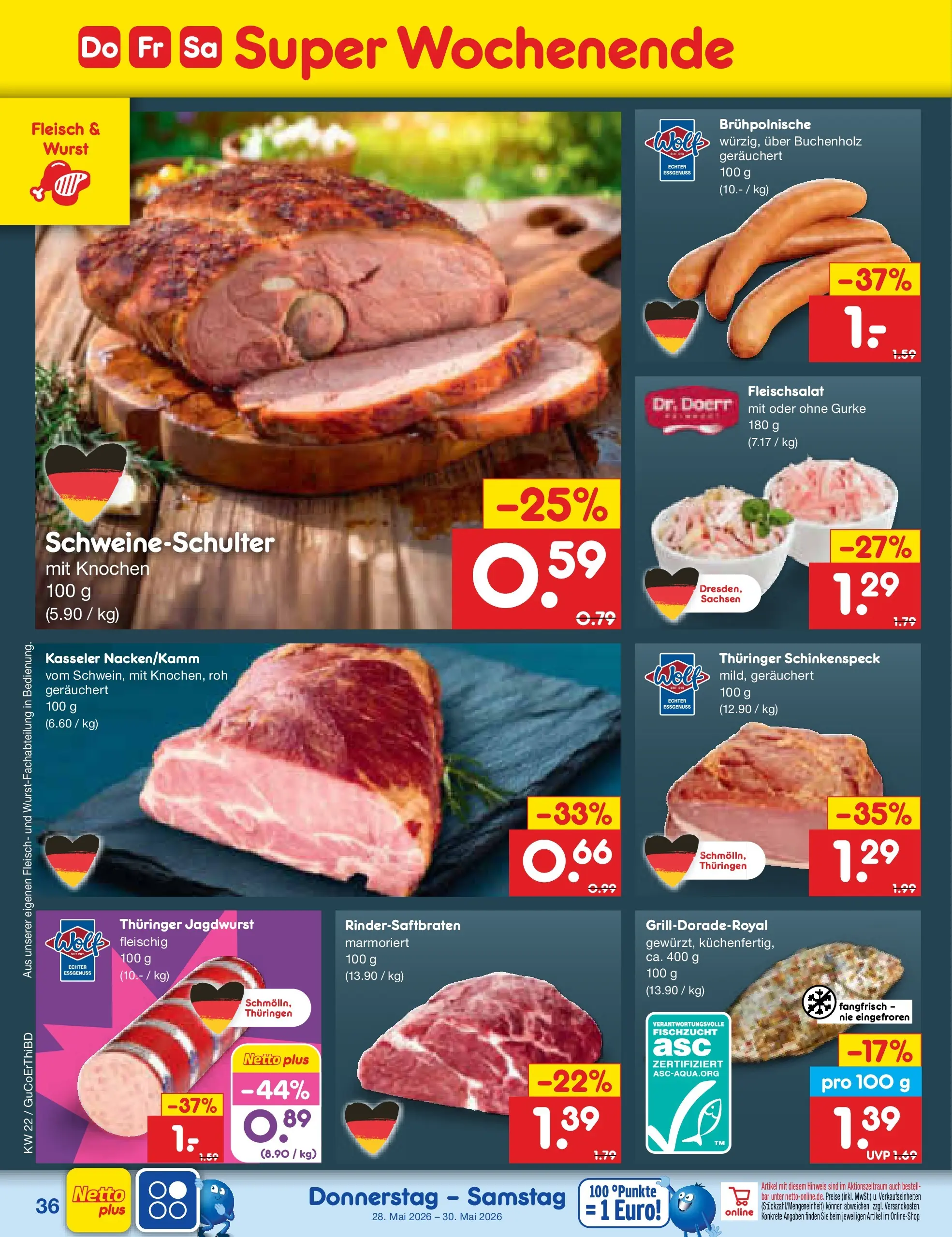 Netto Marken-Discount Prospekt Weimar (ab 26.05.2026) » Angebote | Seite: 44 | Produkte: Wurst, Fleisch