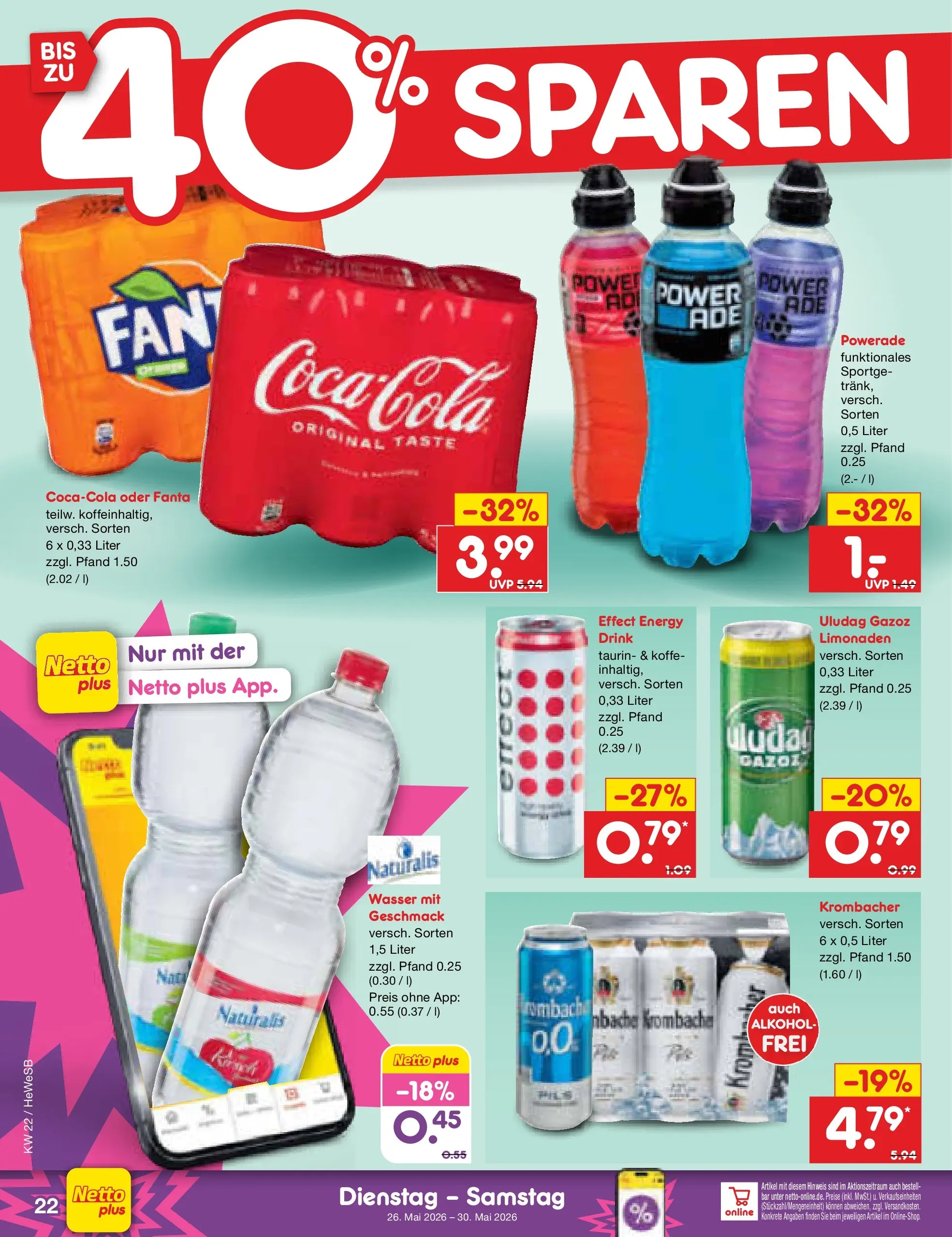 Netto Marken-Discount Prospekt Hamburg (ab 26.05.2026) » Angebote | Seite: 28 | Produkte: Coca cola, Energy, Powerade, Krombacher