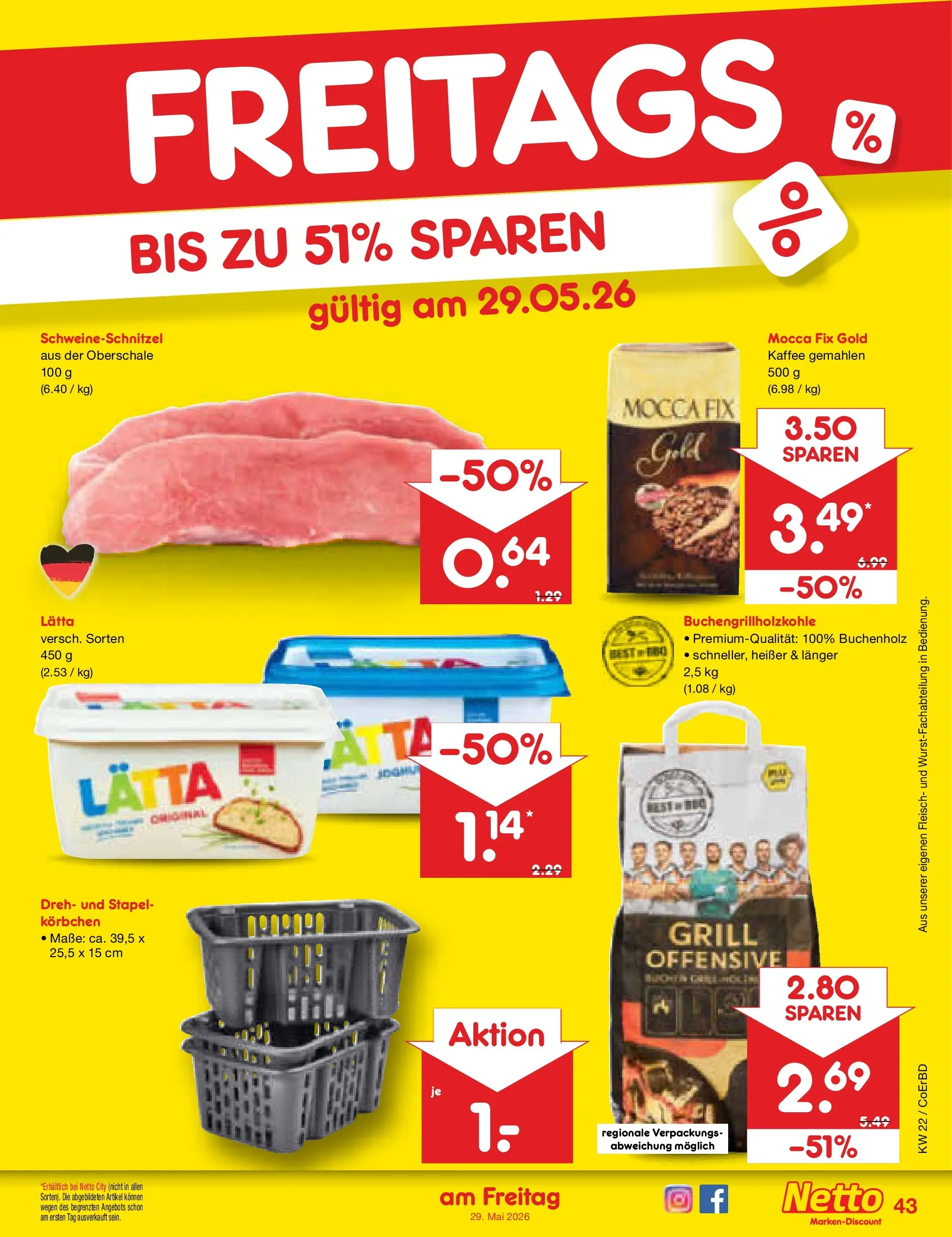 Netto Marken-Discount Prospekt Weimar (ab 26.05.2026) » Angebote | Seite: 51 | Produkte: Grill, Kaffee, Lätta, Fleisch