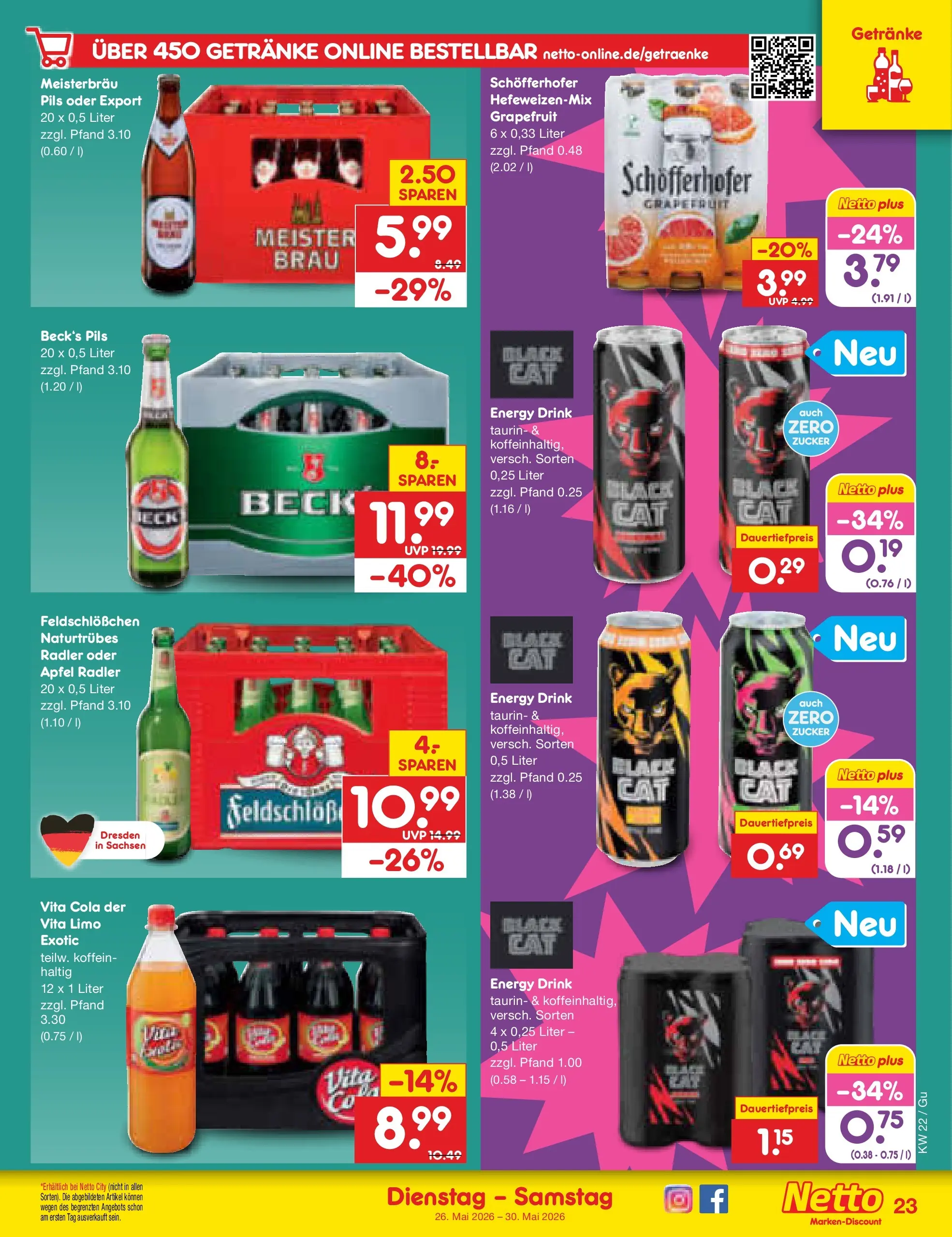 Netto Marken-Discount Prospekt Machern (ab 26.05.2026) » Angebote | Seite: 29 | Produkte: Cola, Energy, Pils, Vita cola