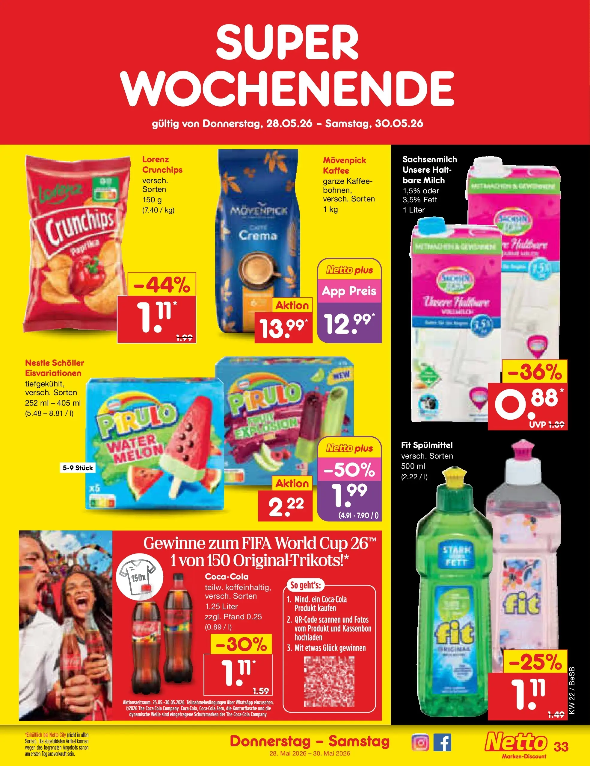 Netto Marken-Discount Prospekt Kremmen (ab 26.05.2026) » Angebote | Seite: 41 | Produkte: Milch, Kaffee, Paprika, Movenpick kaffee