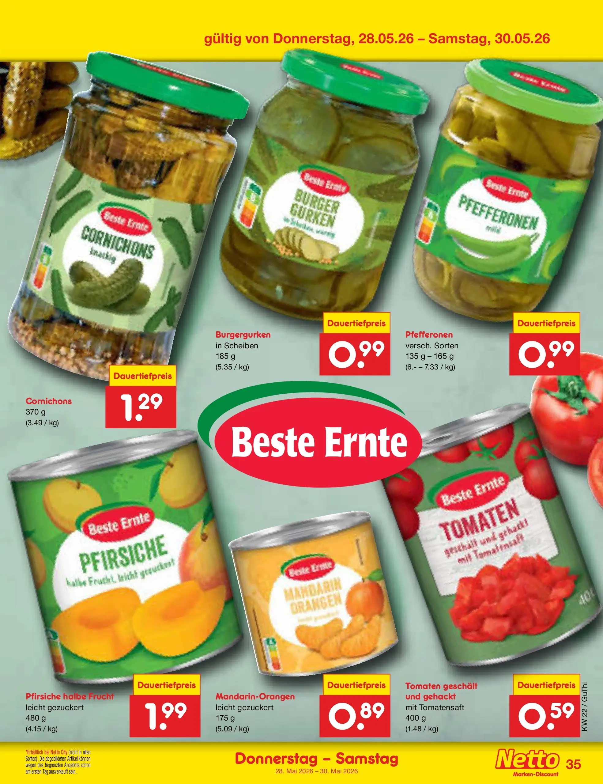 Netto Marken-Discount Prospekt Thiendorf (ab 26.05.2026) » Angebote | Seite: 43 | Produkte: Burger, Orangen, Tomaten, Gurken