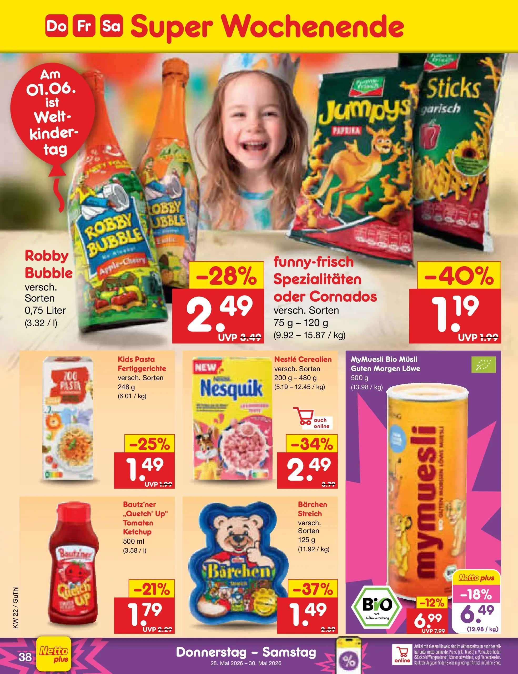 Netto Marken-Discount Prospekt Thiendorf (ab 26.05.2026) » Angebote | Seite: 46 | Produkte: Musli, Nesquik, Tomaten, Fertiggerichte