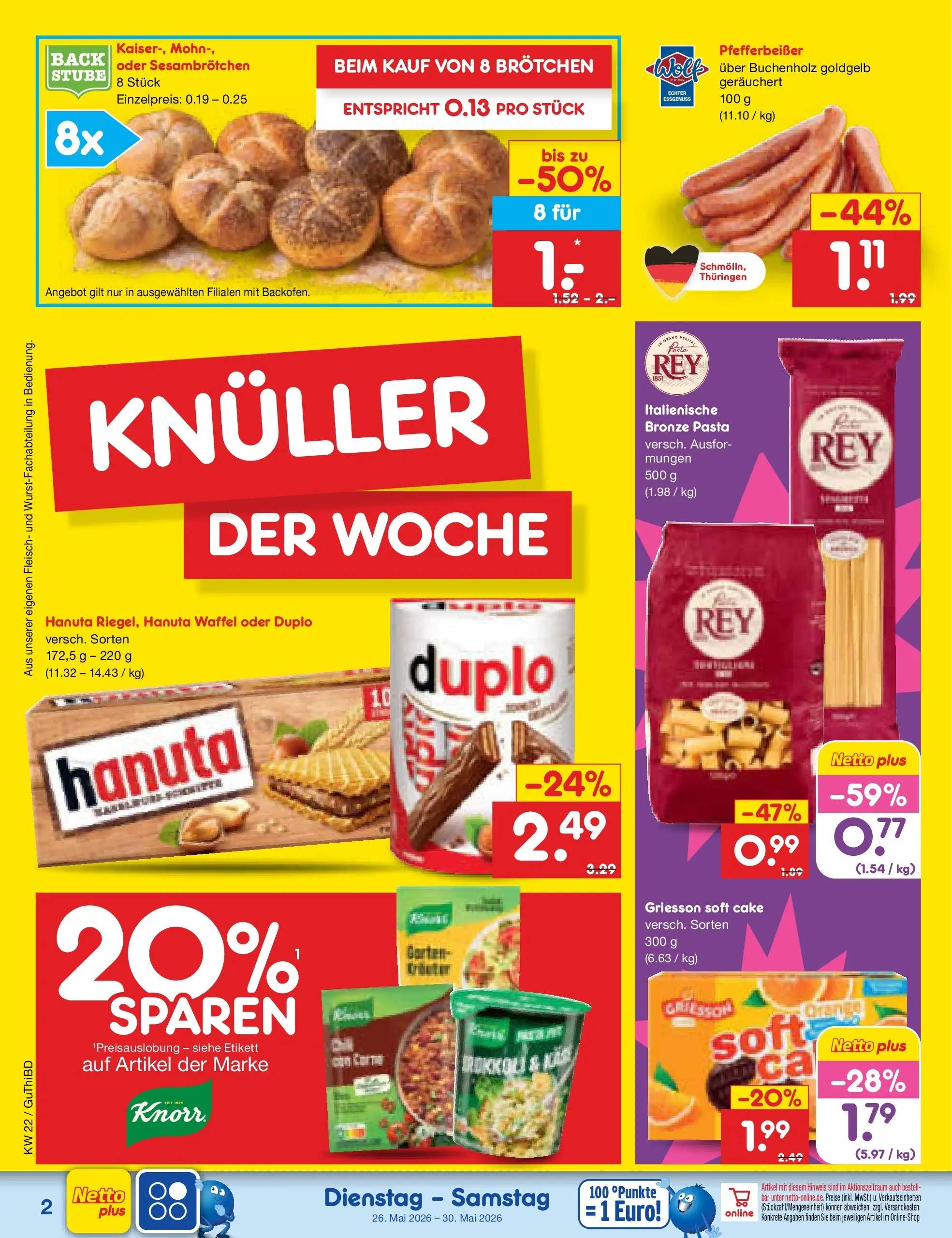 Netto Marken-Discount Prospekt Thiendorf (ab 26.05.2026) » Angebote | Seite: 2 | Produkte: Knorr, Brokkoli, Pasta, Fleisch