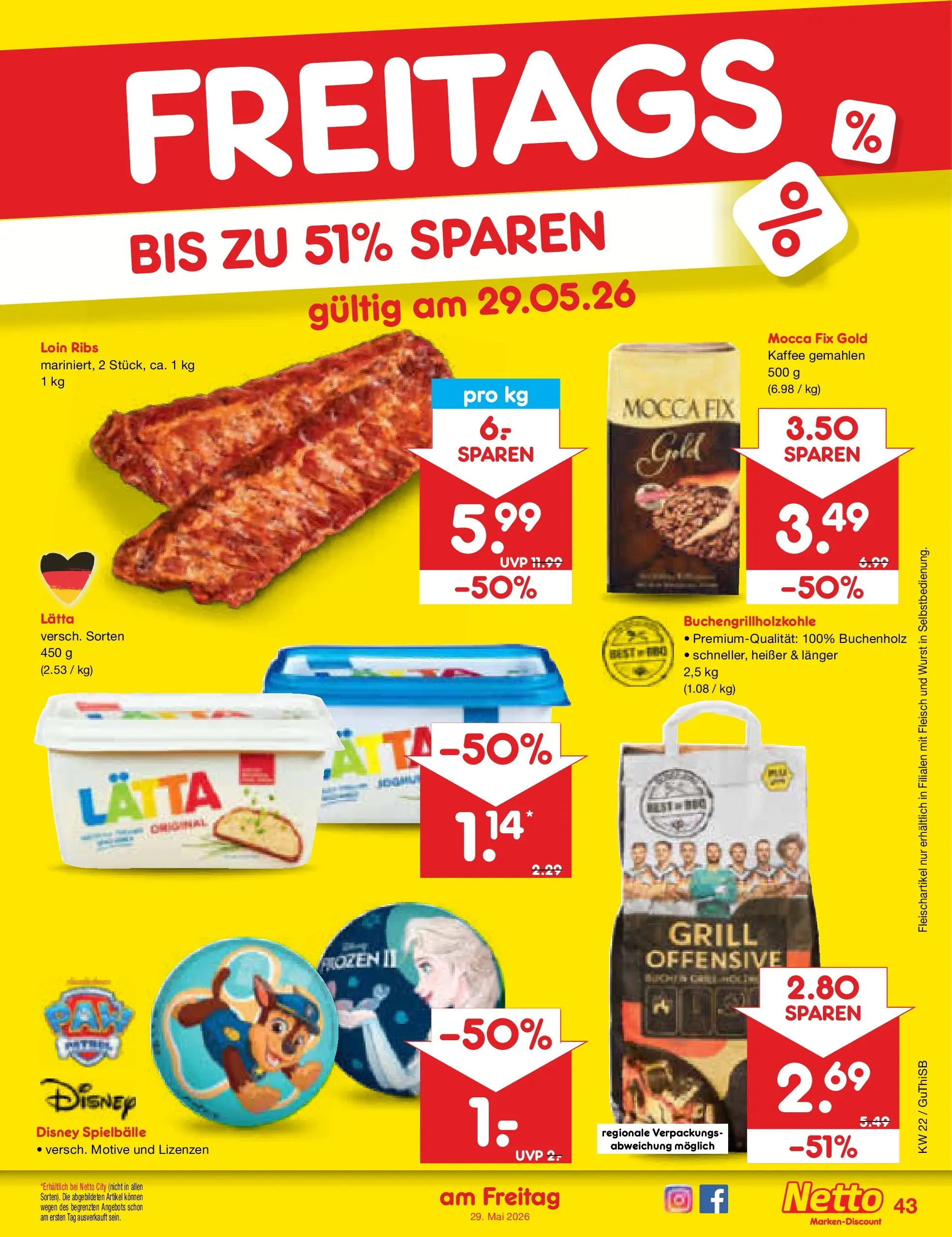 Netto Marken-Discount Prospekt Pirna (ab 26.05.2026) » Angebote | Seite: 51 | Produkte: Grill, Wurst, Lätta, Fleisch