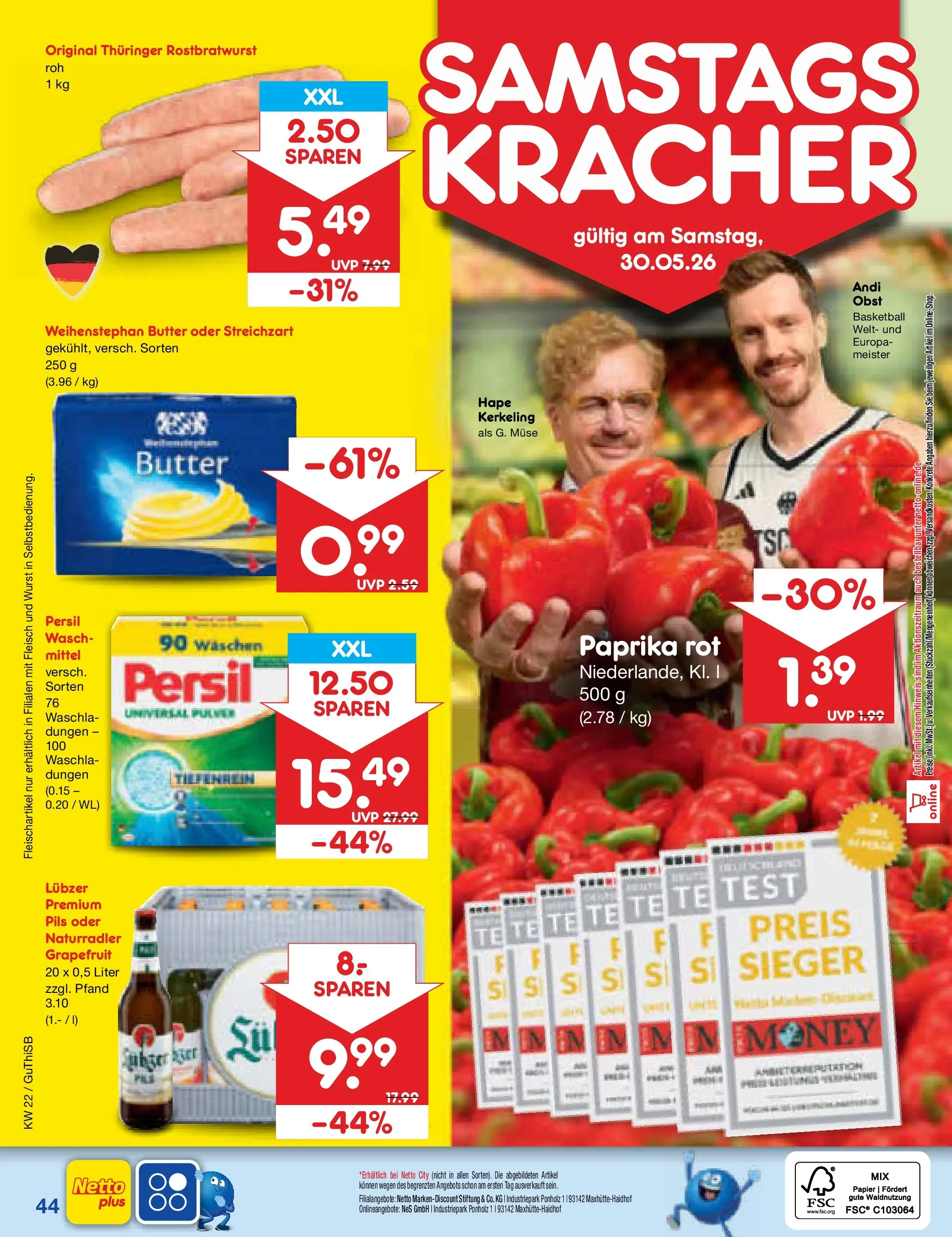 Netto Marken-Discount Prospekt Pirna (ab 26.05.2026) » Angebote | Seite: 52 | Produkte: Butter, Pils, Obst, Lubzer