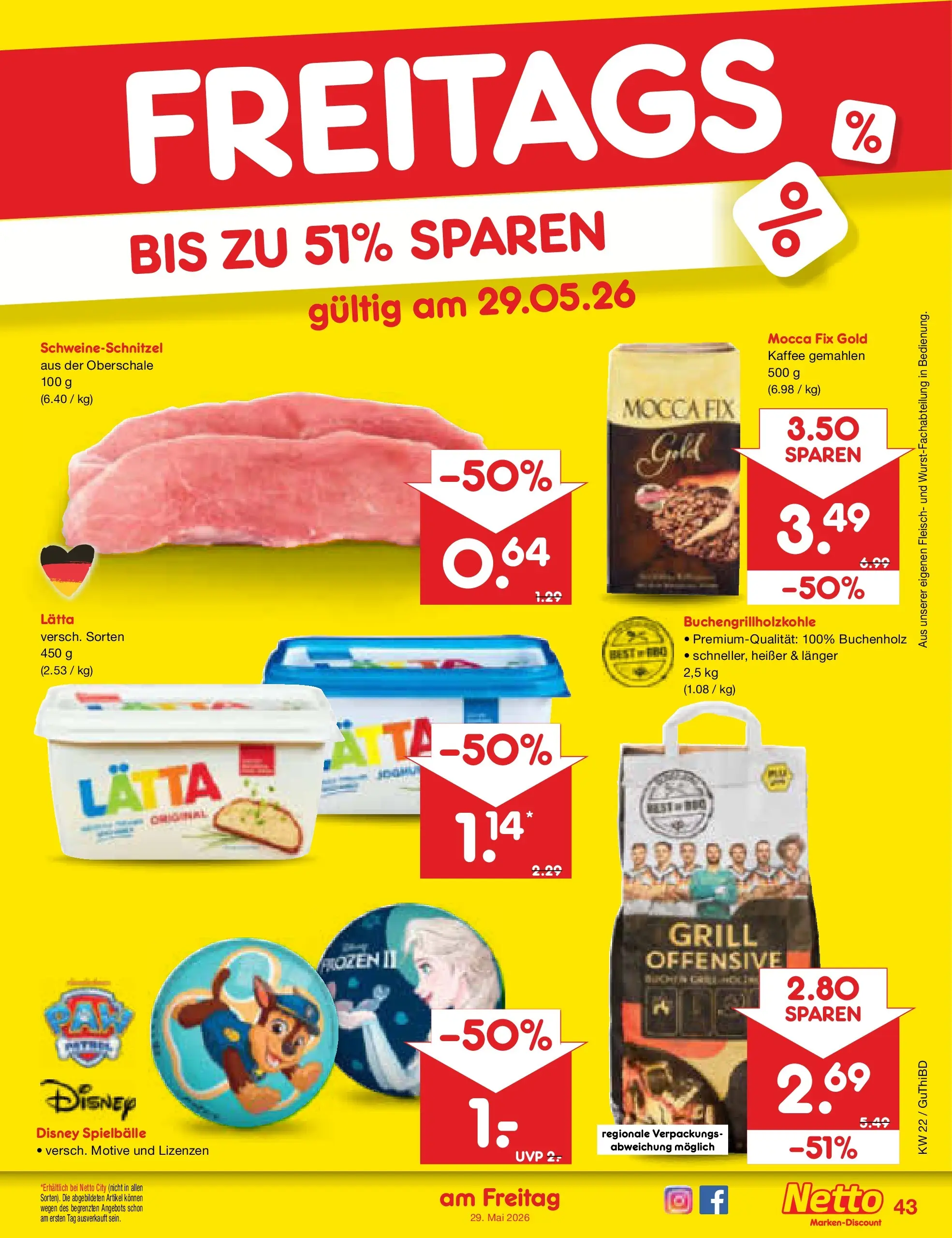 Netto Marken-Discount Prospekt Thiendorf (ab 26.05.2026) » Angebote | Seite: 51 | Produkte: Grill, Kaffee, Lätta, Fleisch