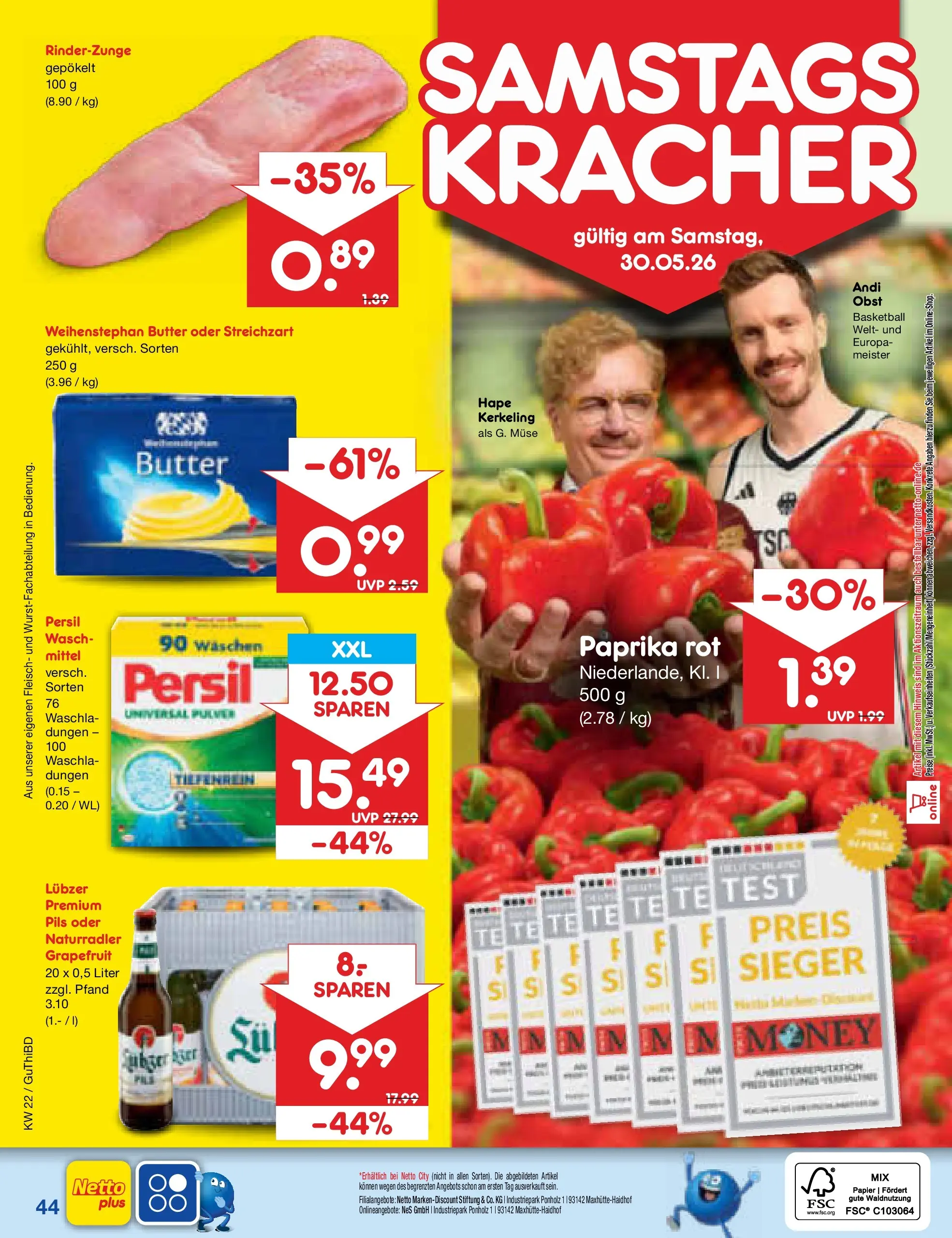 Netto Marken-Discount Prospekt Thiendorf (ab 26.05.2026) » Angebote | Seite: 52 | Produkte: Weihenstephan butter, Obst, Fleisch, Lubzer