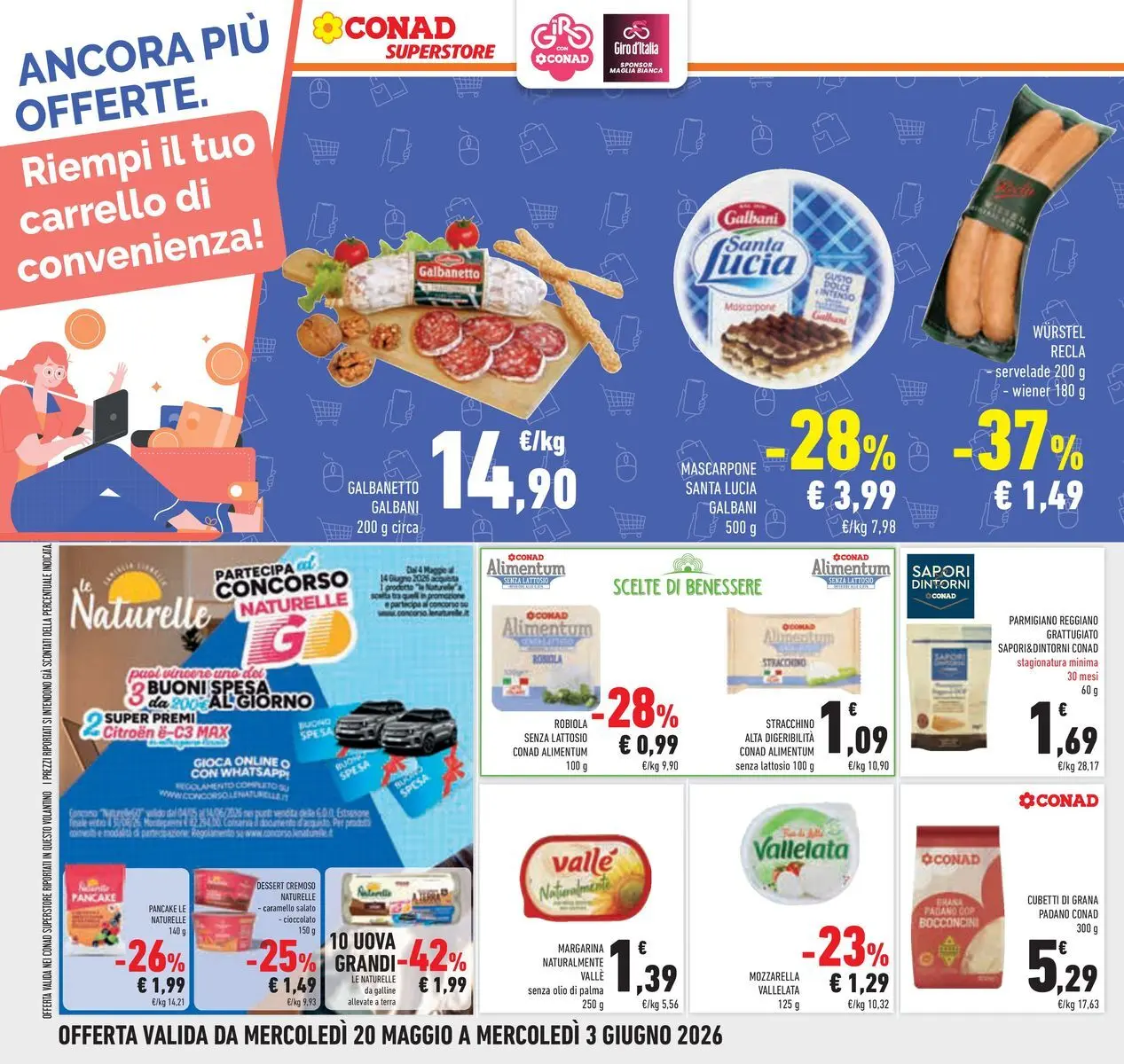 Volantino Conad dal 19/05/2026 > Anteprima | Pagina: 38 | Prodotti: Wurstel, Carrello, Grana Padano, Stracchino
